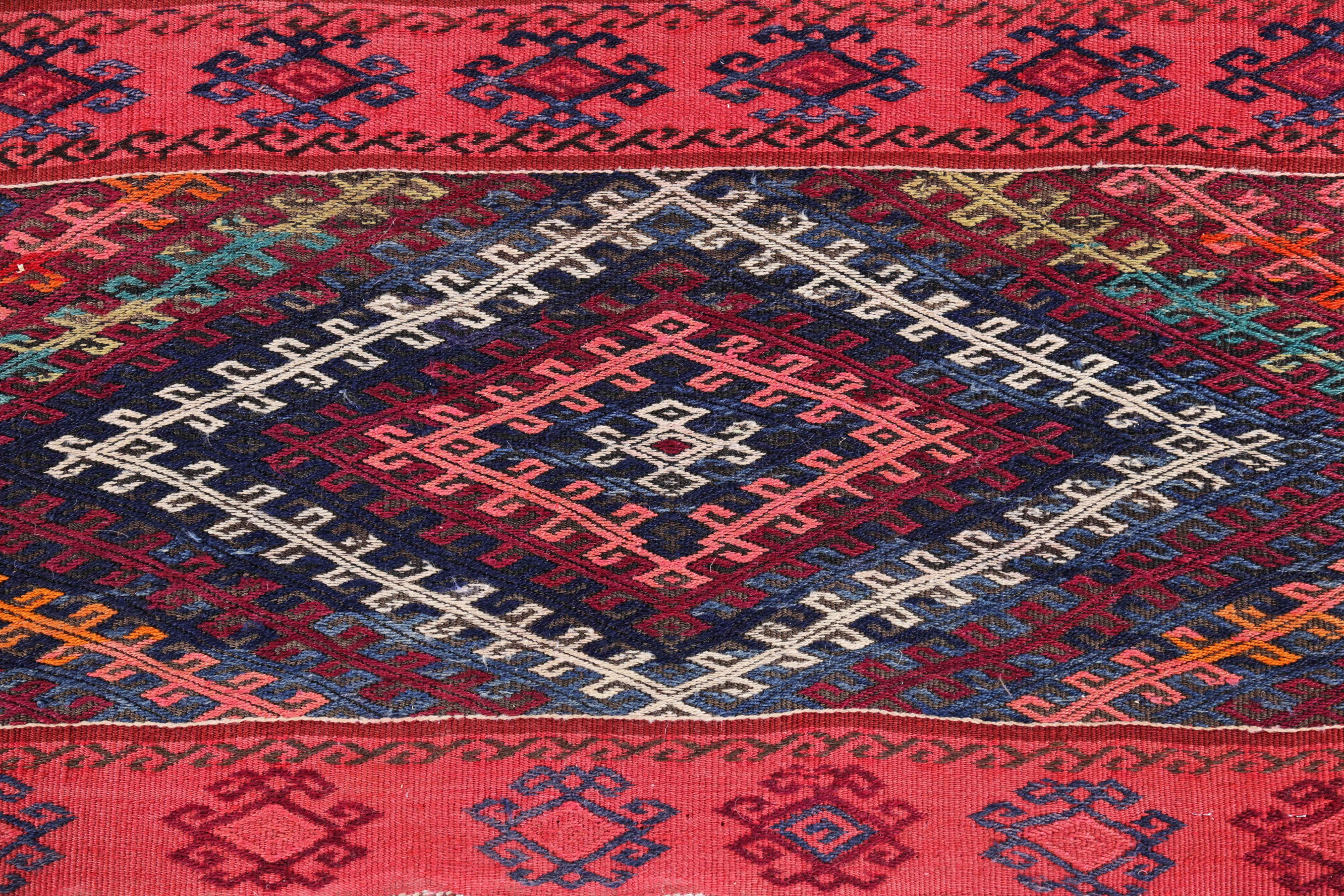 Hand-Woven Antique Persian Square Rug Kilim Design For Sale