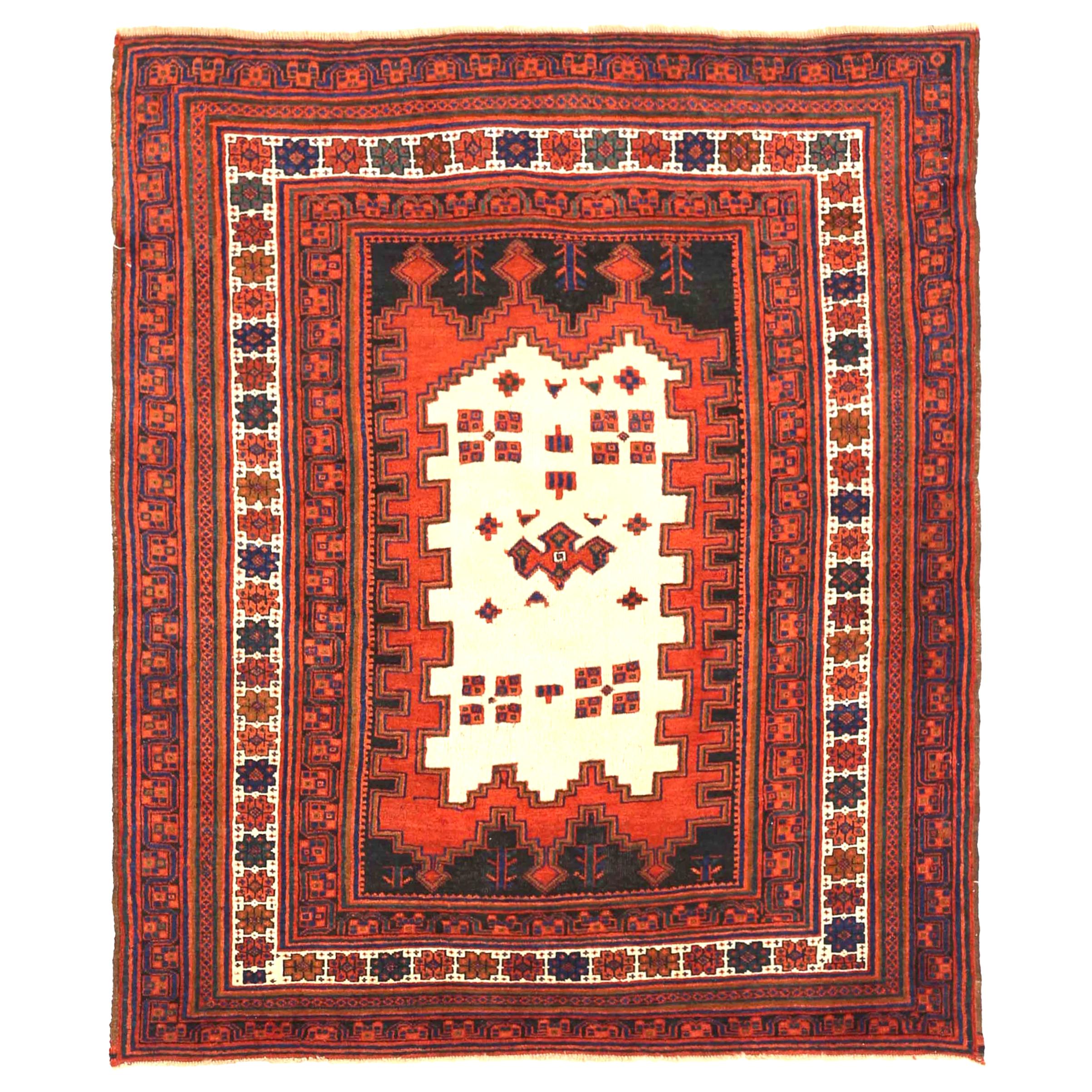 Antique Persian Square Rug Sirjan Design For Sale