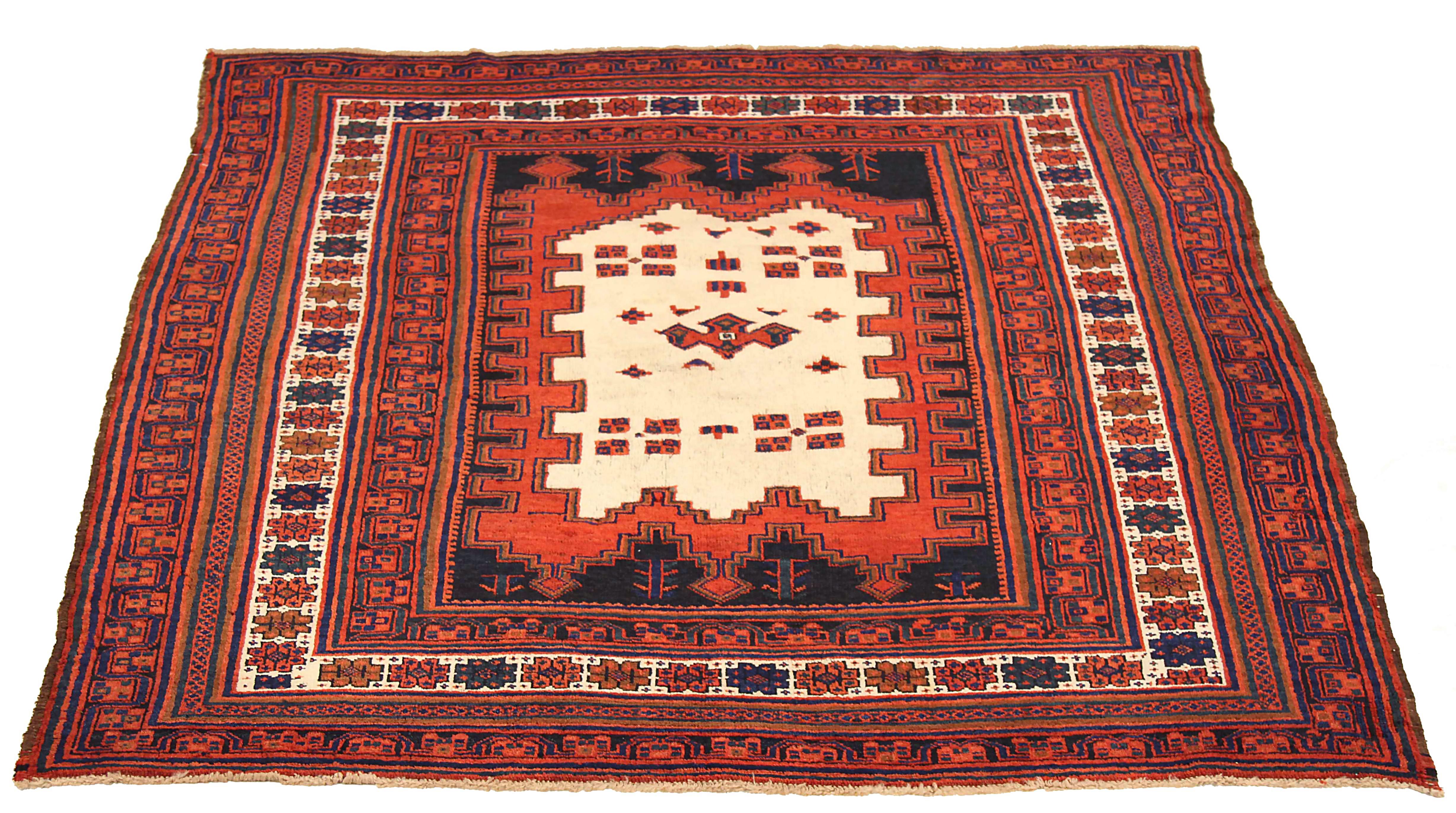 Antique Persian square rug handwoven from the finest sheep’s wool. It’s colored with all-natural vegetable dyes that are safe for humans and pets. It’s a traditional Sirjan design handwoven by expert artisans. It’s a lovely square rug that can be