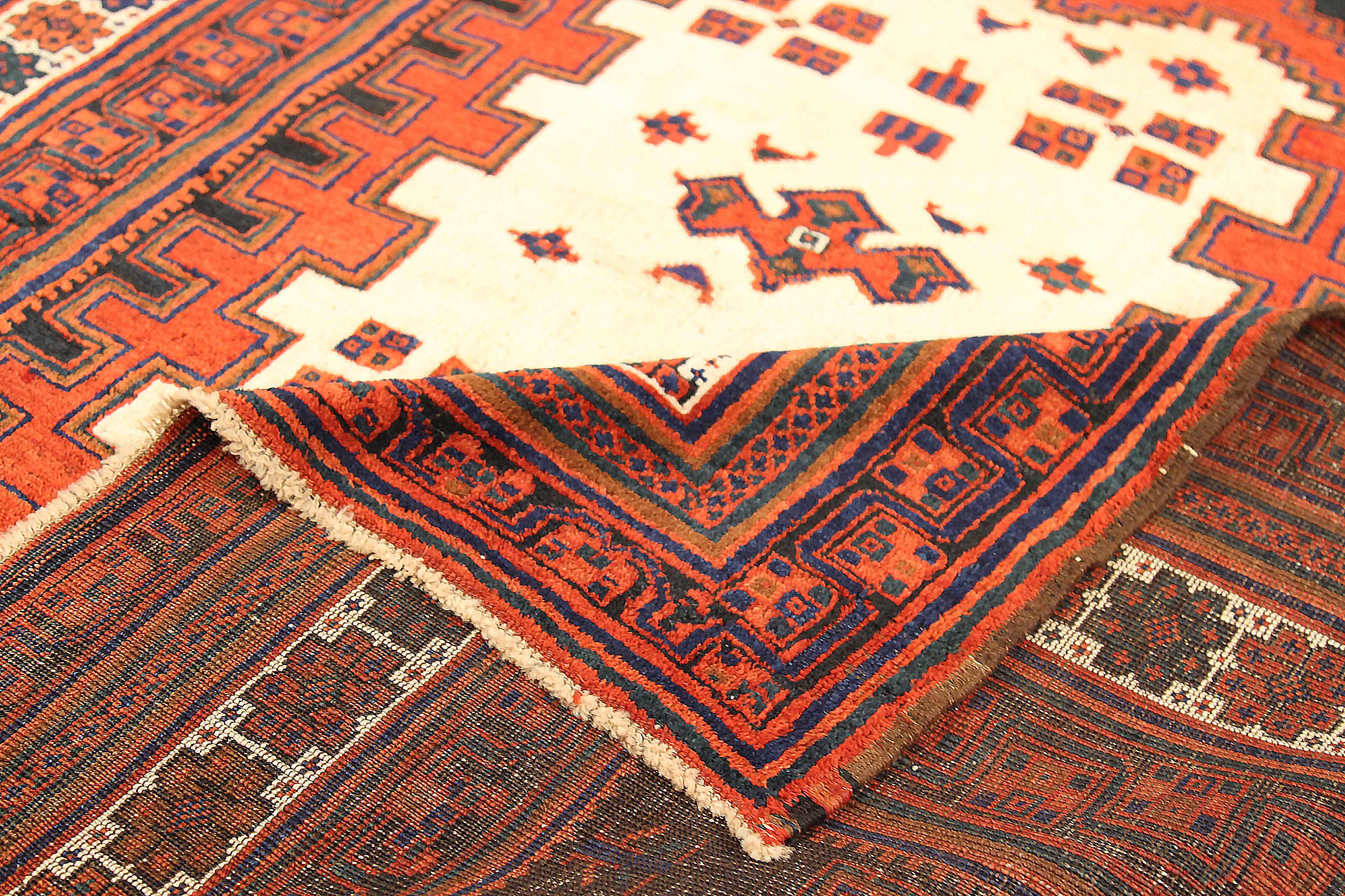Hand-Woven Antique Persian Square Rug Sirjan Design For Sale