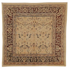 Vintage Persian Square Rug Tabriz Design