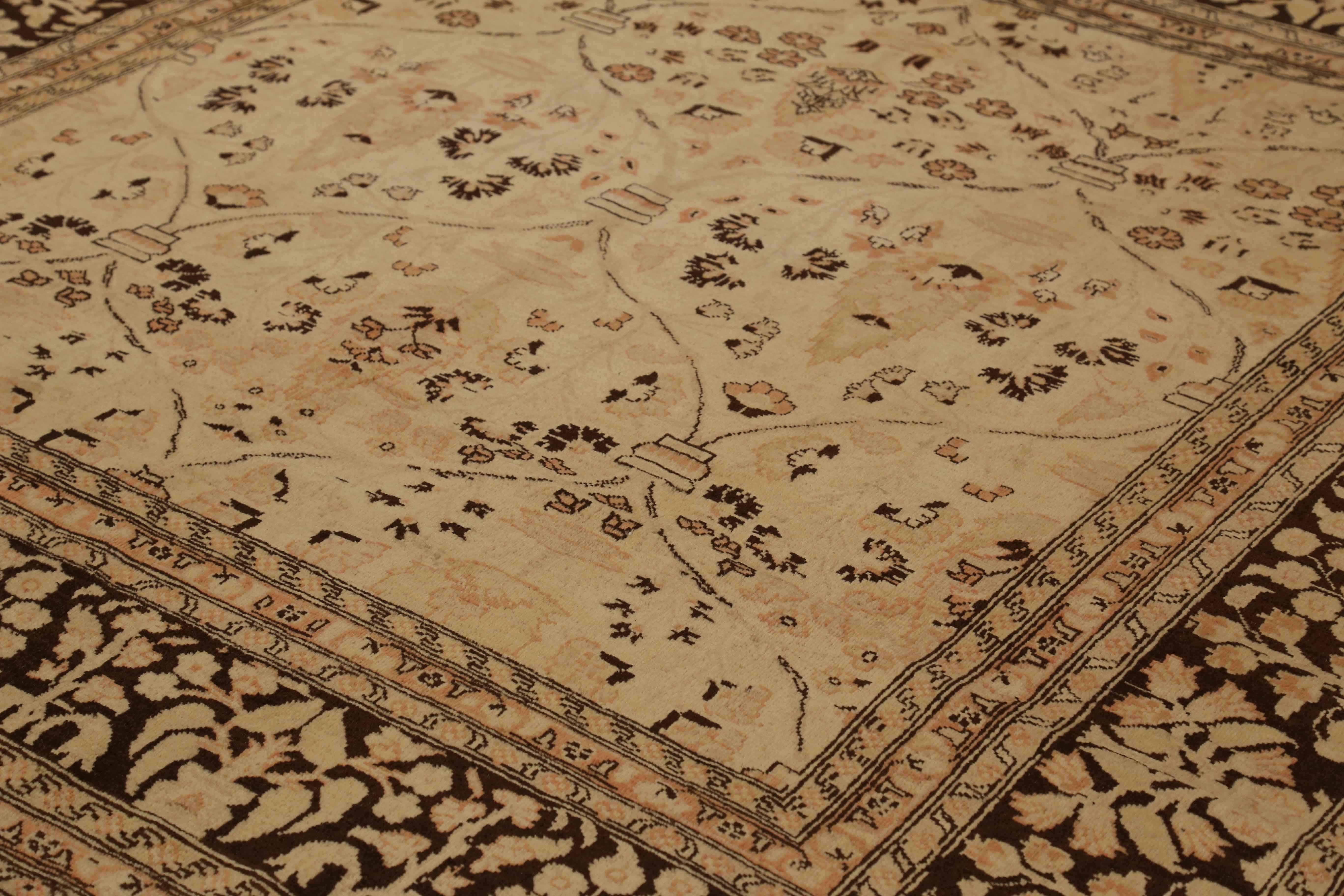 Hand-Woven Antique Persian Square Rug Tabriz Design For Sale