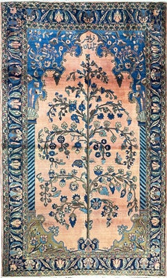 Antique Persian style Mohajeran Sarouk Tree of Life Rug