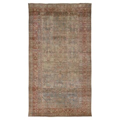 Antique Persian Sultanabad 13'x24 Wool Area Rug Muted Terracotta & Blue