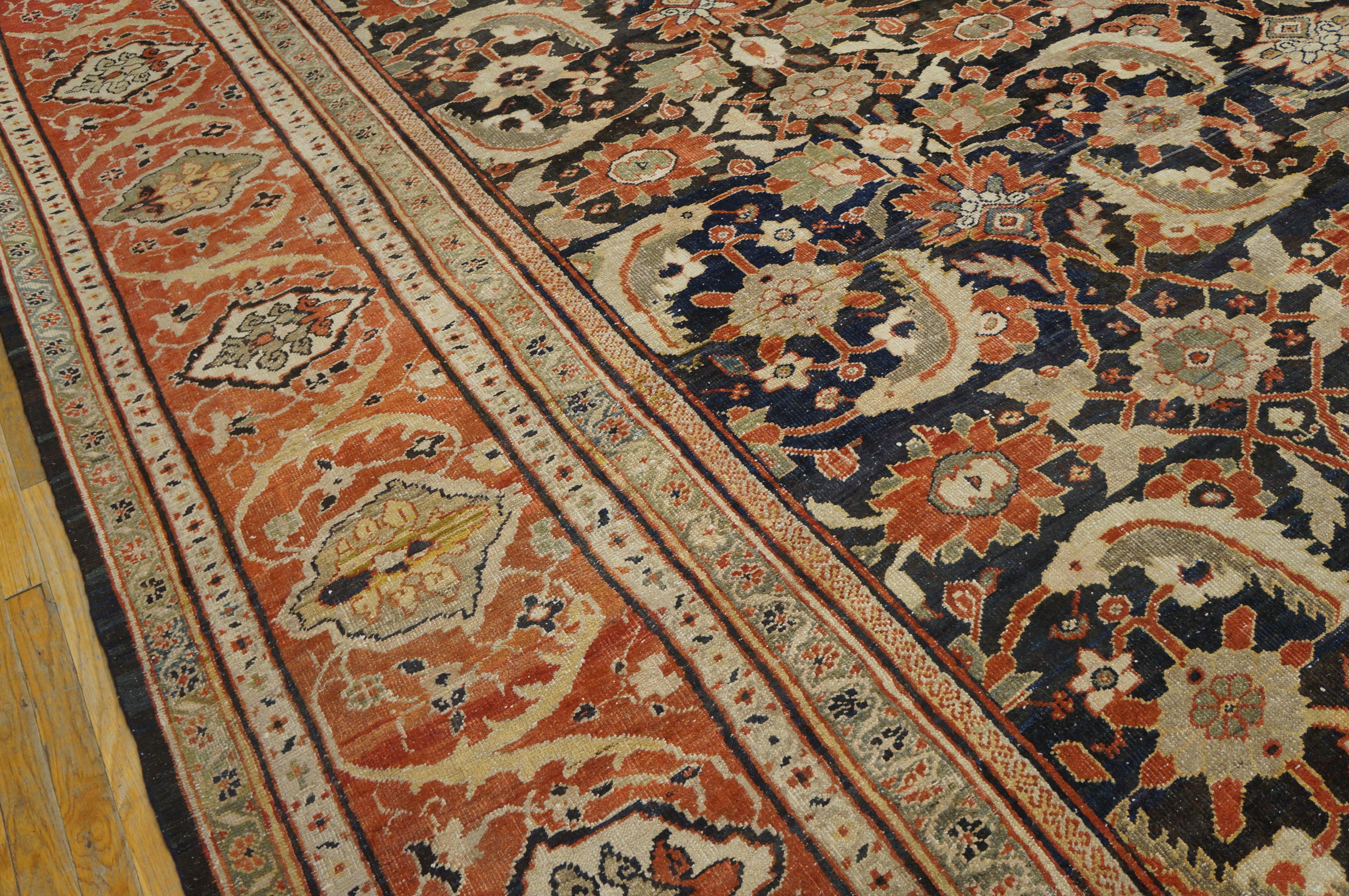 Hand-Knotted 19th Century Persian Sultanabad Carpet ( 22'2