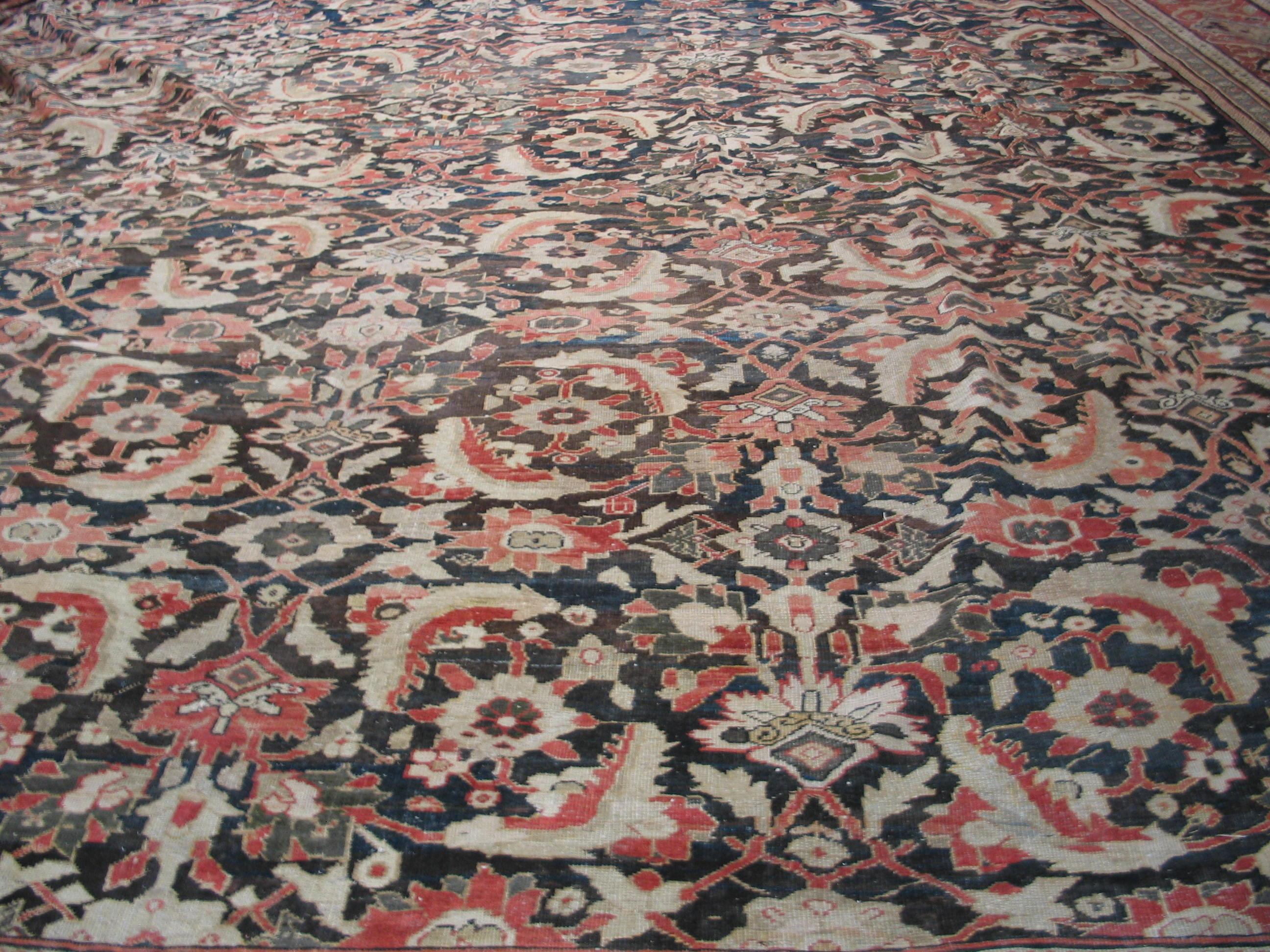 Wool 19th Century Persian Sultanabad Carpet ( 22'2