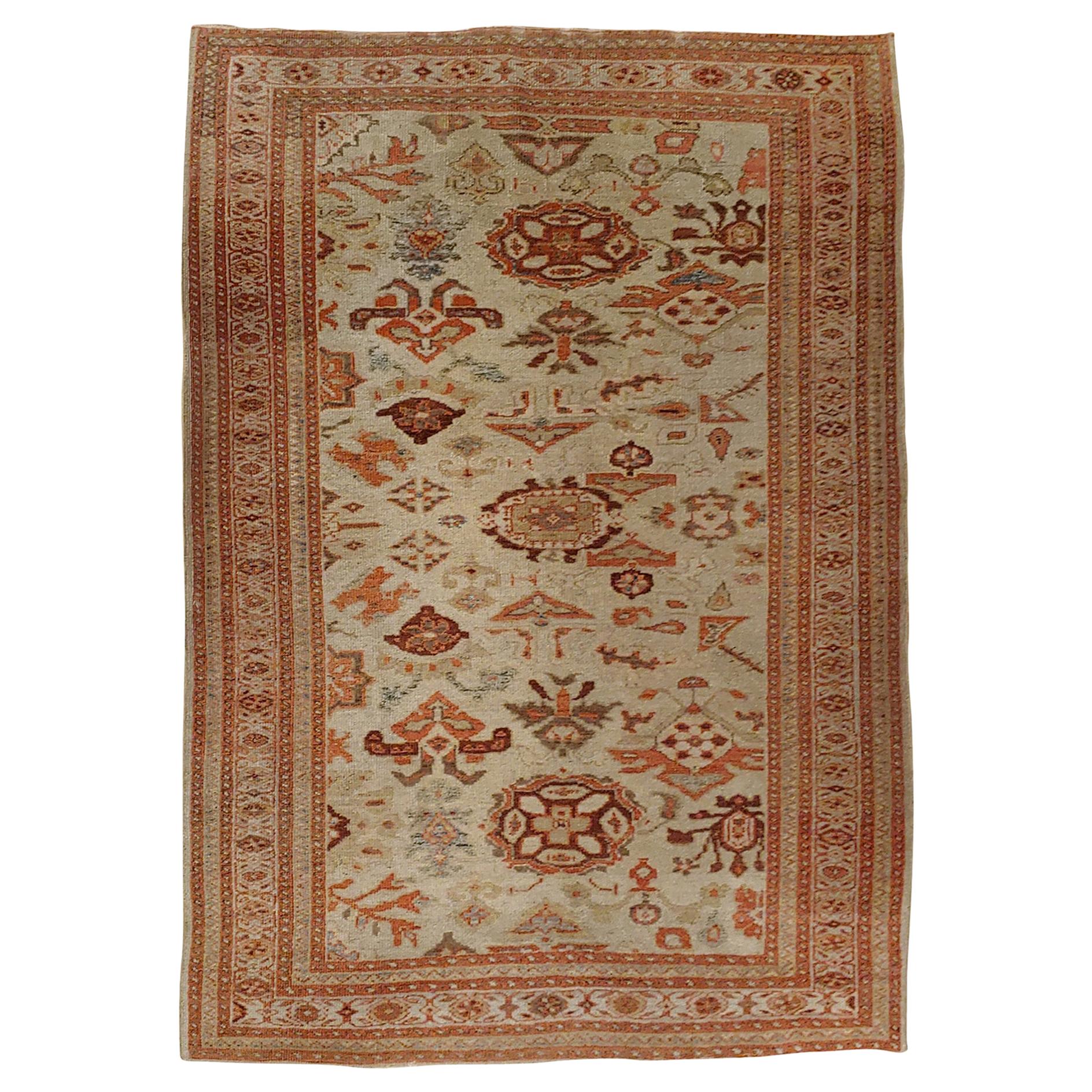 Antique Persian Sultanabad, All-Over Design, Light Blue, Wool, Scatter, 1890 For Sale