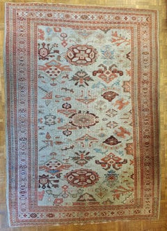 Antique Persian Sultanabad, All-Over Design, Light Blue, Wool, Scatter, 1890