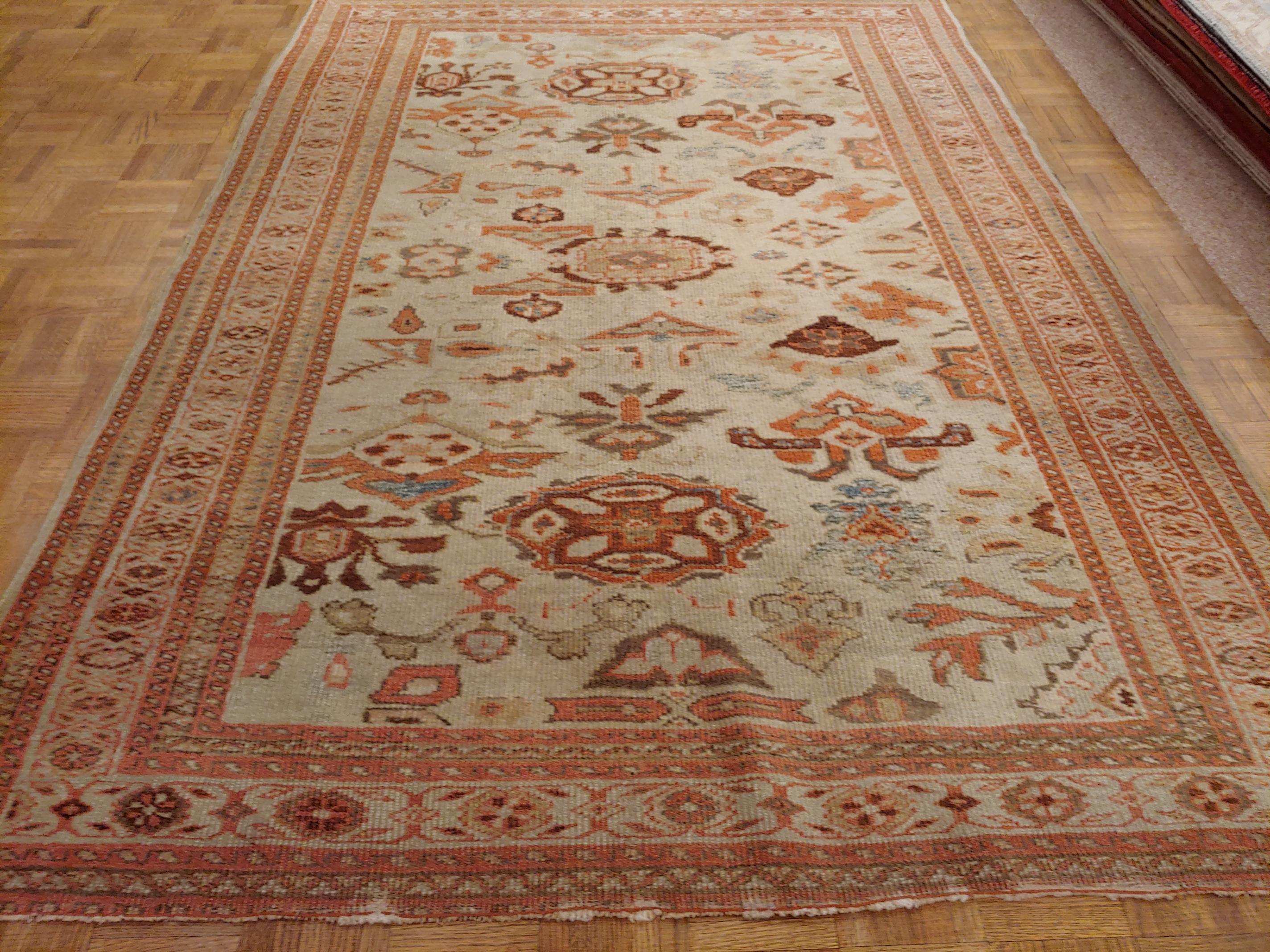 Antique Persian Sultanabad, All-Over Design, Light Blue, Wool, Scatter, 1890 In Good Condition For Sale In Williamsburg, VA