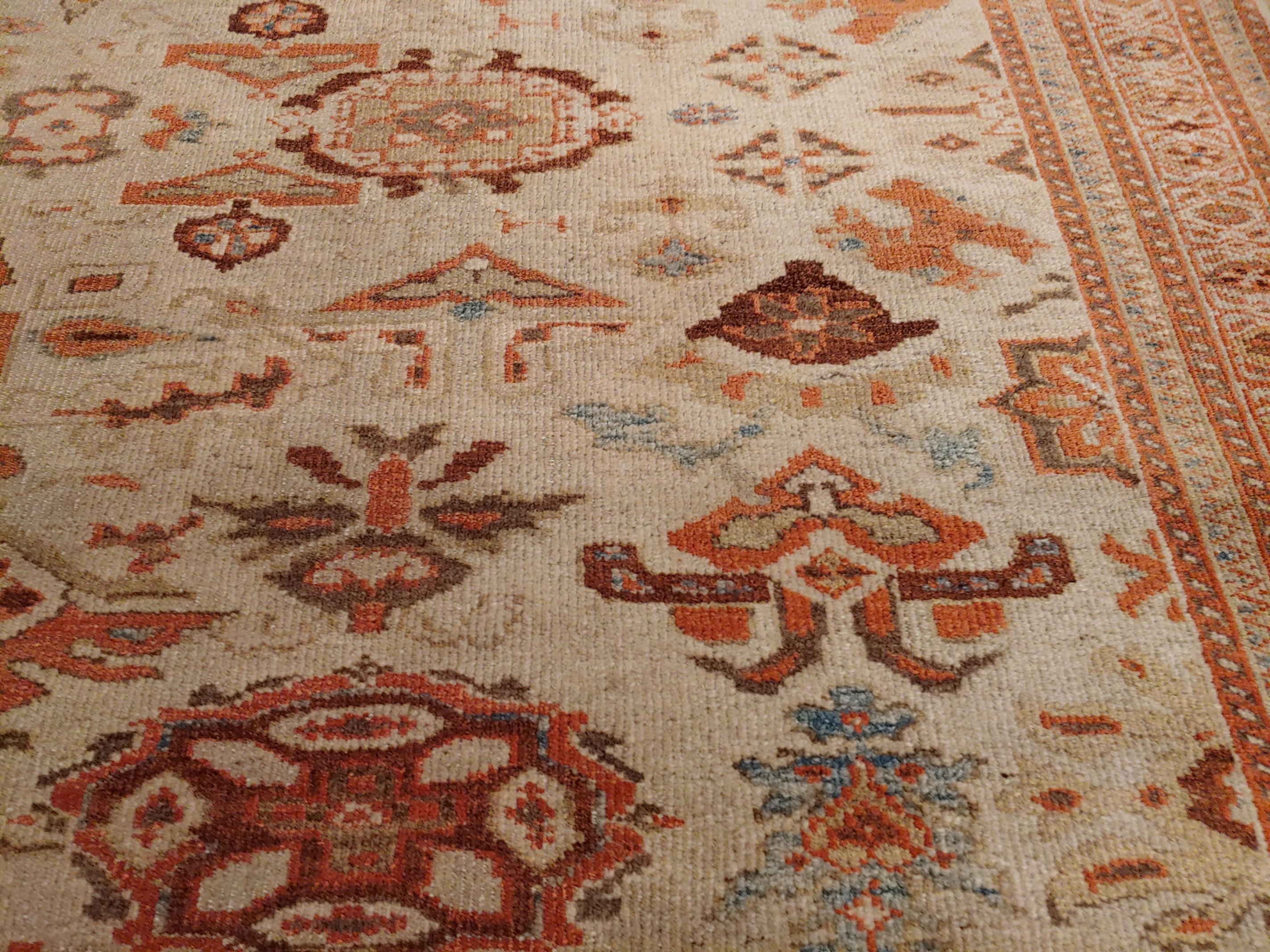 Late 19th Century Antique Persian Sultanabad, All-Over Design, Light Blue, Wool, Scatter, 1890 For Sale