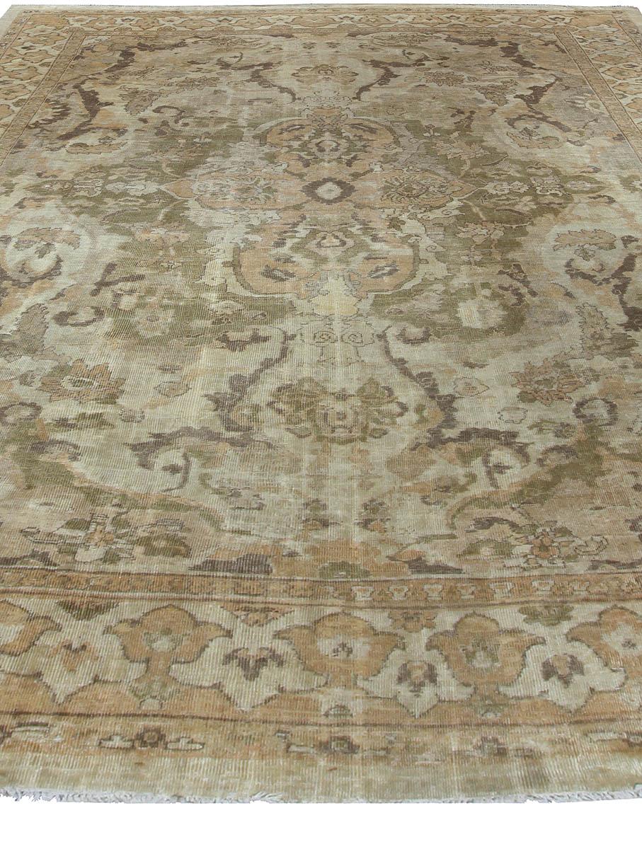 Antique Persian Sultanabad beige and brown handwoven wool rug
Size: 11'2