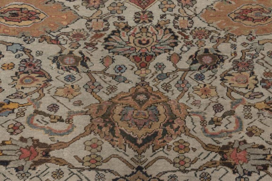 20th Century Antique Persian Sultanabad Blue, Red Beige and Brown Handwoven Wool Rug