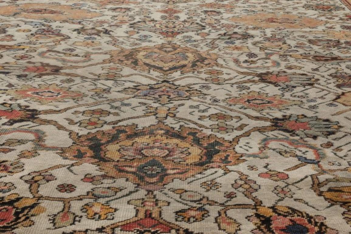 Antique Persian Sultanabad Blue, Red Beige and Brown Handwoven Wool Rug 1