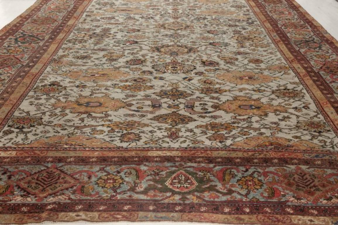 Antique Persian Sultanabad Blue, Red Beige and Brown Handwoven Wool Rug 2