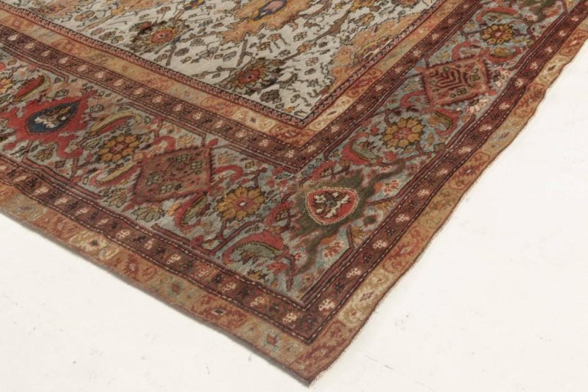 Antique Persian Sultanabad Blue, Red Beige and Brown Handwoven Wool Rug 5