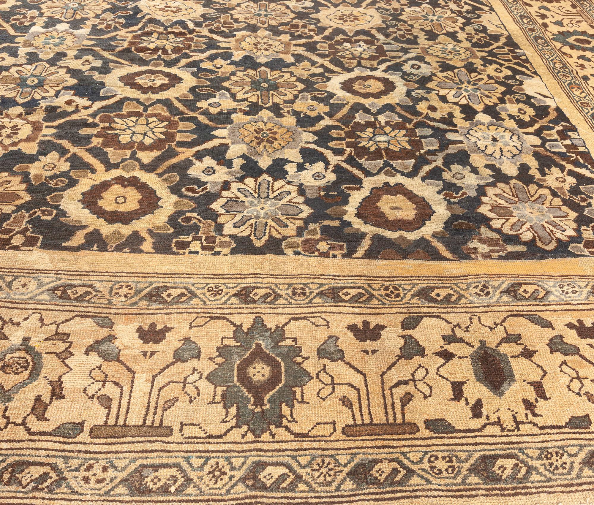 Antique Persian Sultanabad Botanic Hand Knotted Rug For Sale 1