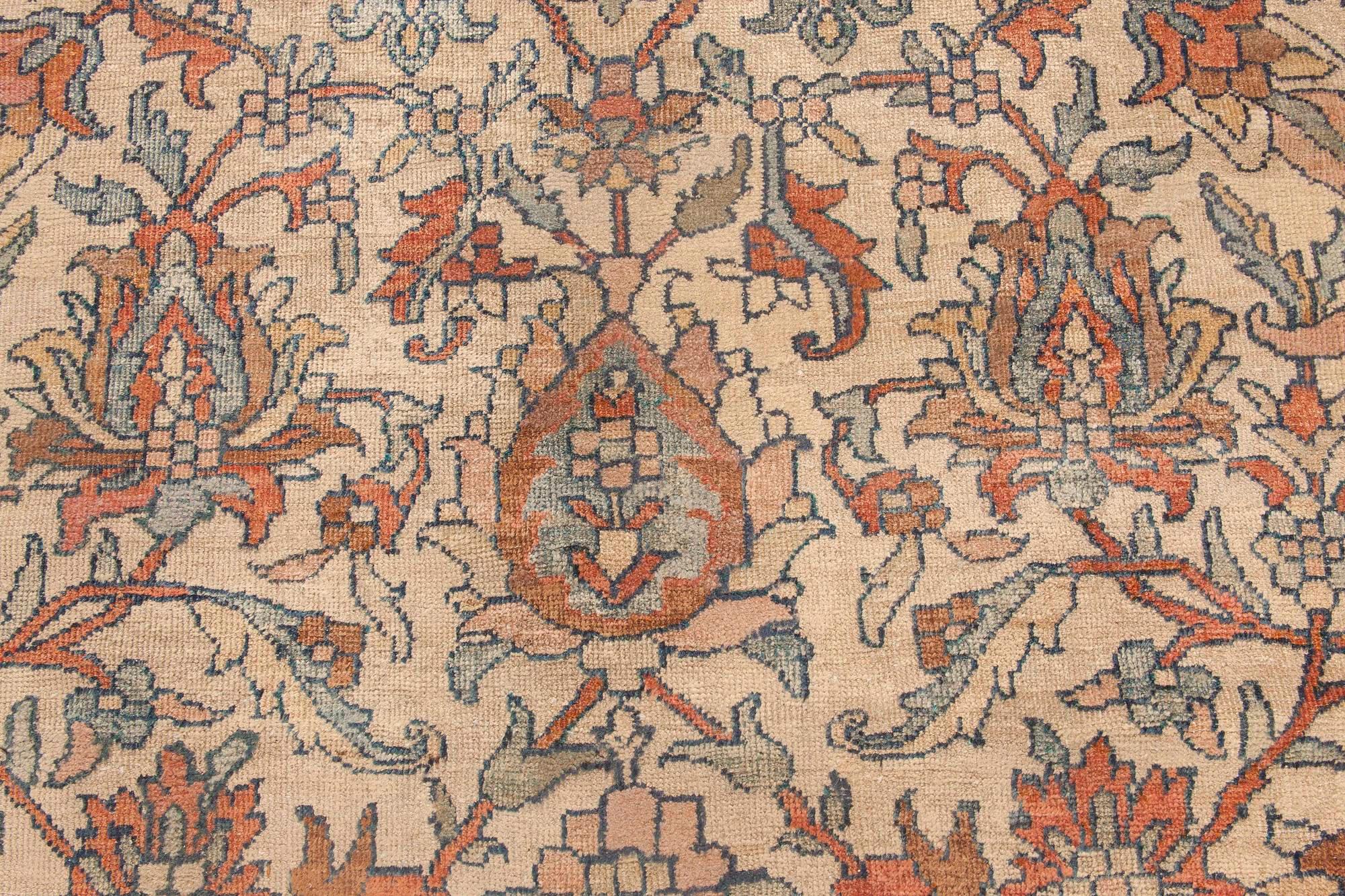 Antique Persian Sultanabad Botanic Handmade Wool Carpet
Size: 10'9