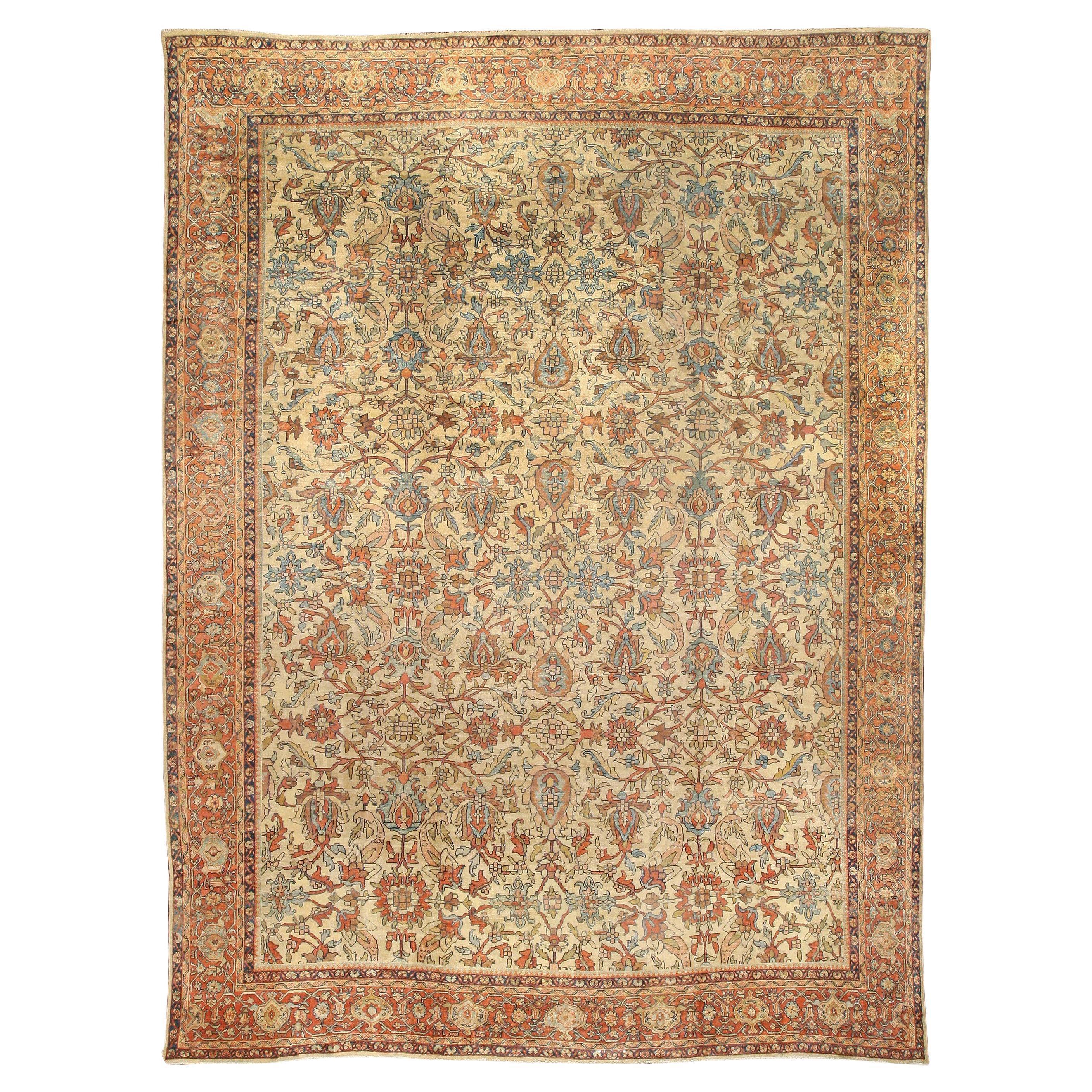 Antiker persischer Sultanabad-Botanik-Teppich, handgefertigt