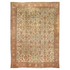 Antique Persian Sultanabad Botanic Handmade Rug