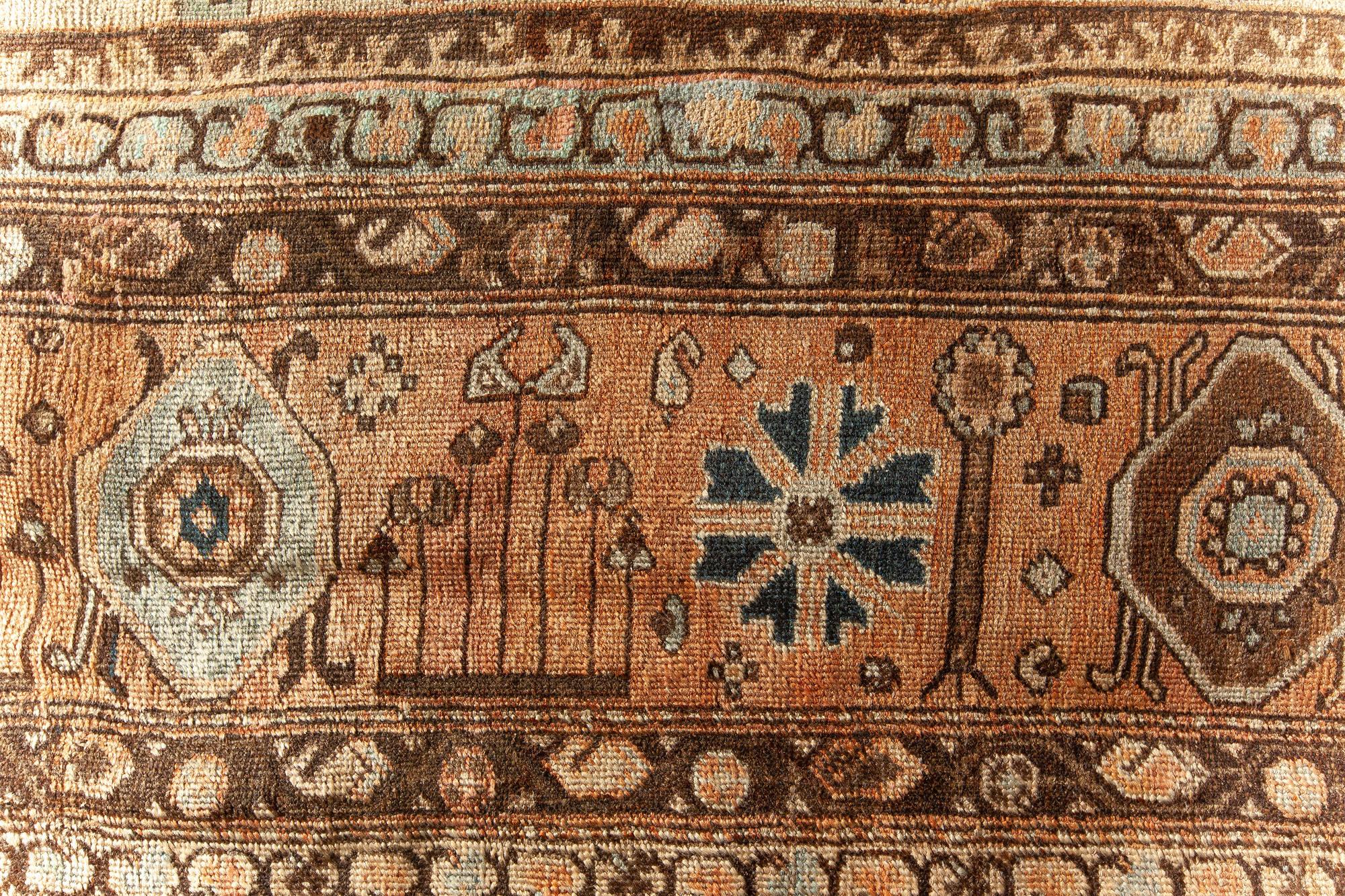19th Century Antique Persian Sultanabad Botanic Handmade Rug For Sale