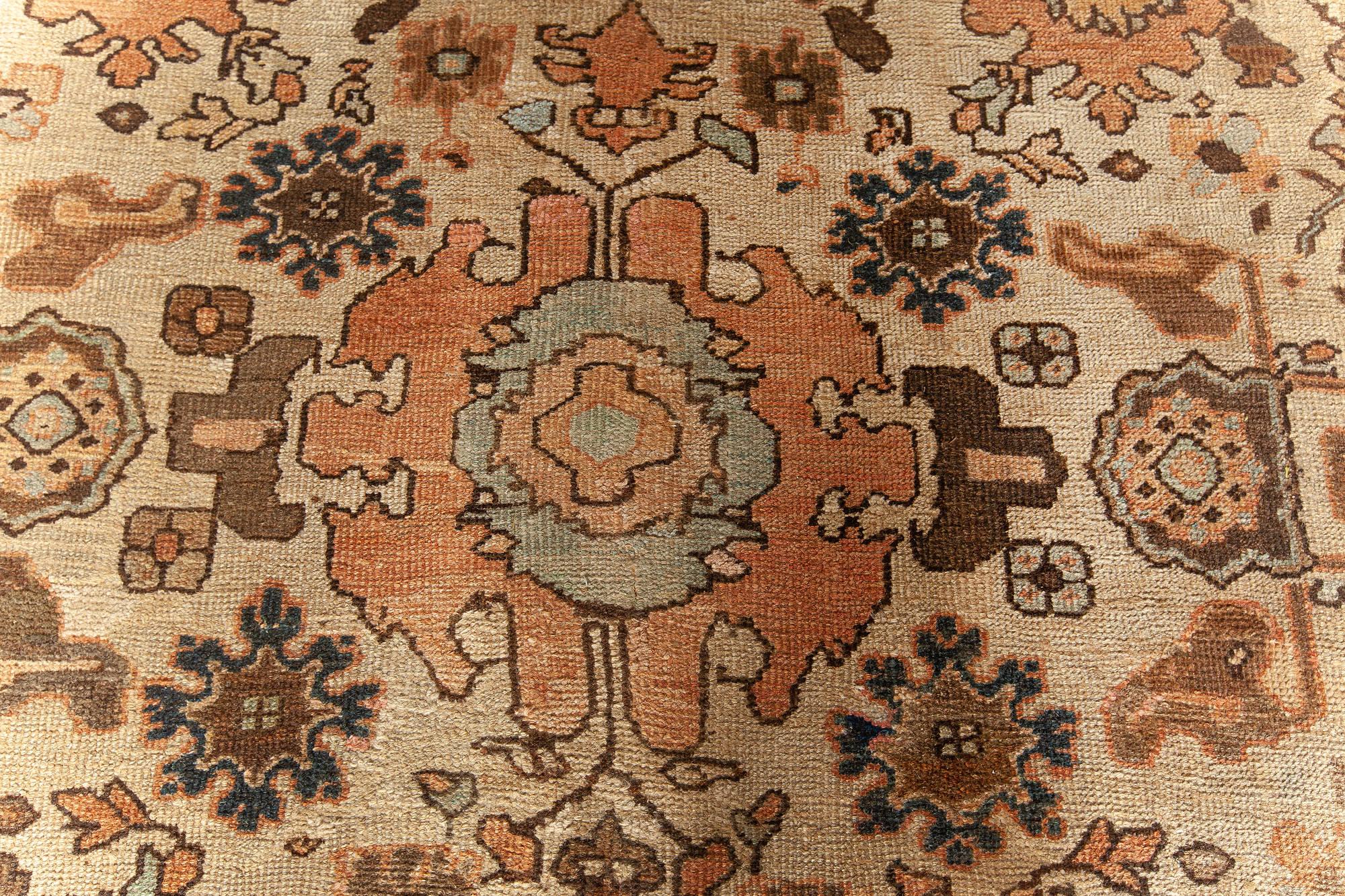 Wool Antique Persian Sultanabad Botanic Handmade Rug For Sale