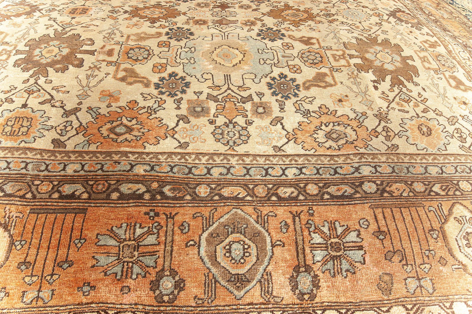 Antique Persian Sultanabad Botanic Handmade Rug For Sale 2