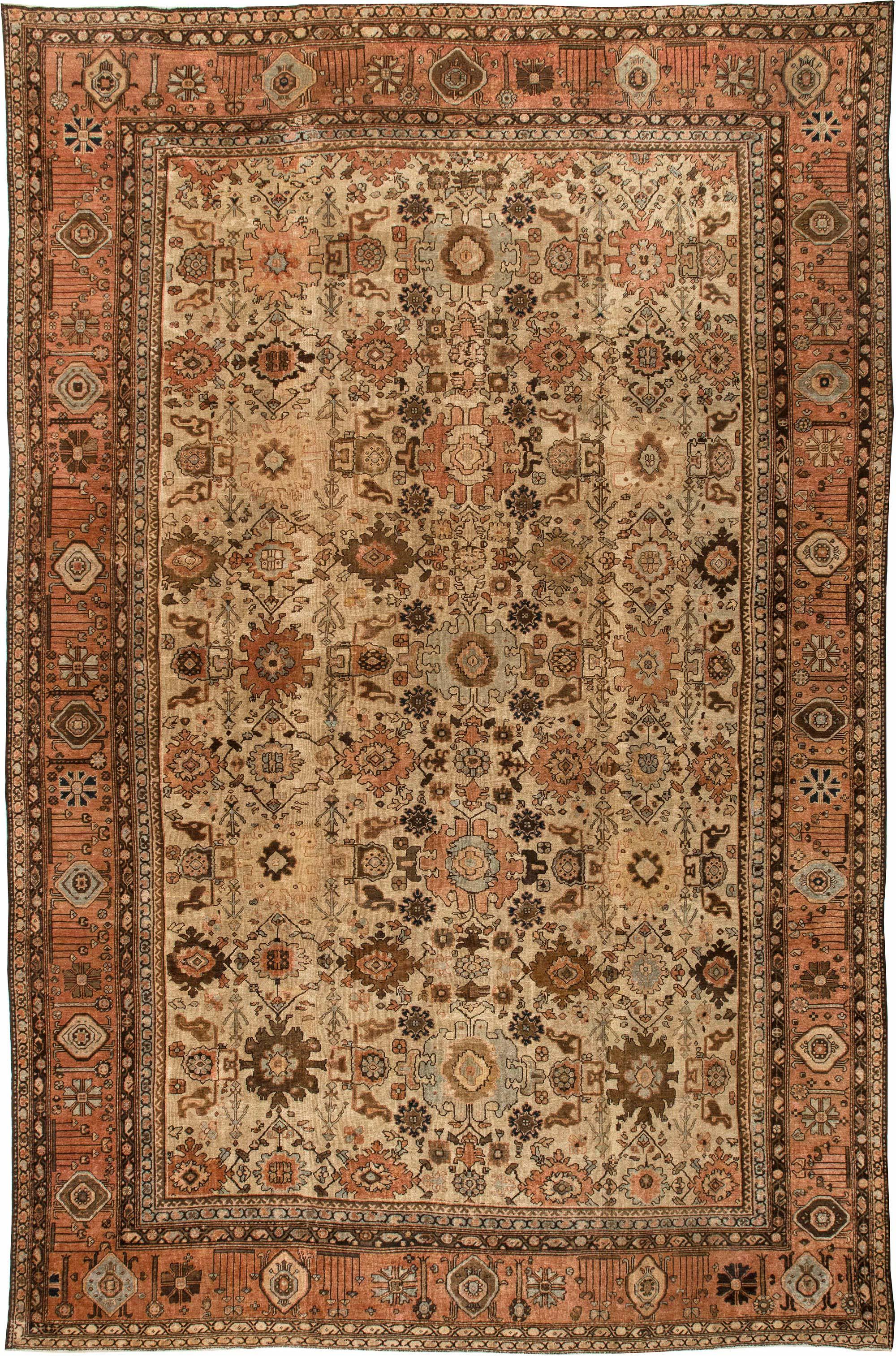 Antique Persian Sultanabad Botanic Handmade Rug For Sale