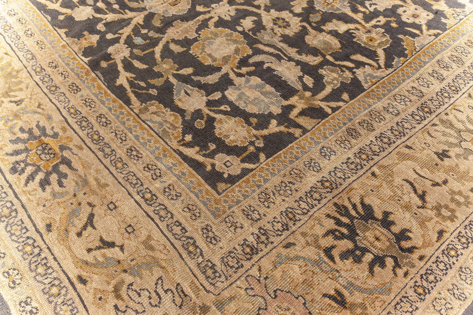 Antique Persian Sultanabad Botanic Handmade Rug For Sale 1