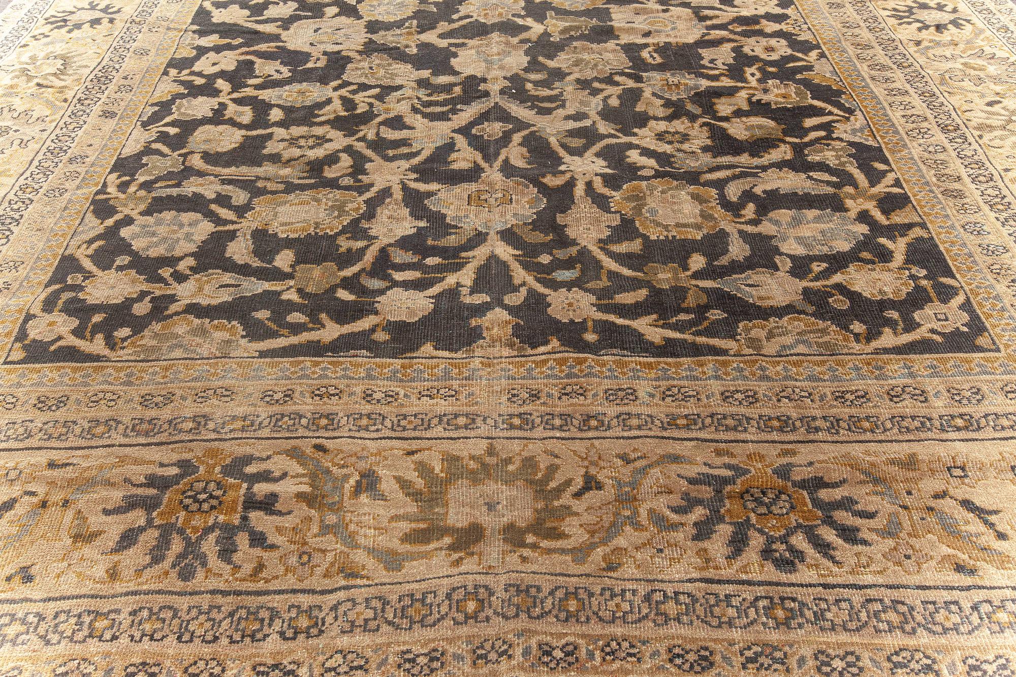20th Century Antique Persian Sultanabad Botanic Handmade Rug For Sale