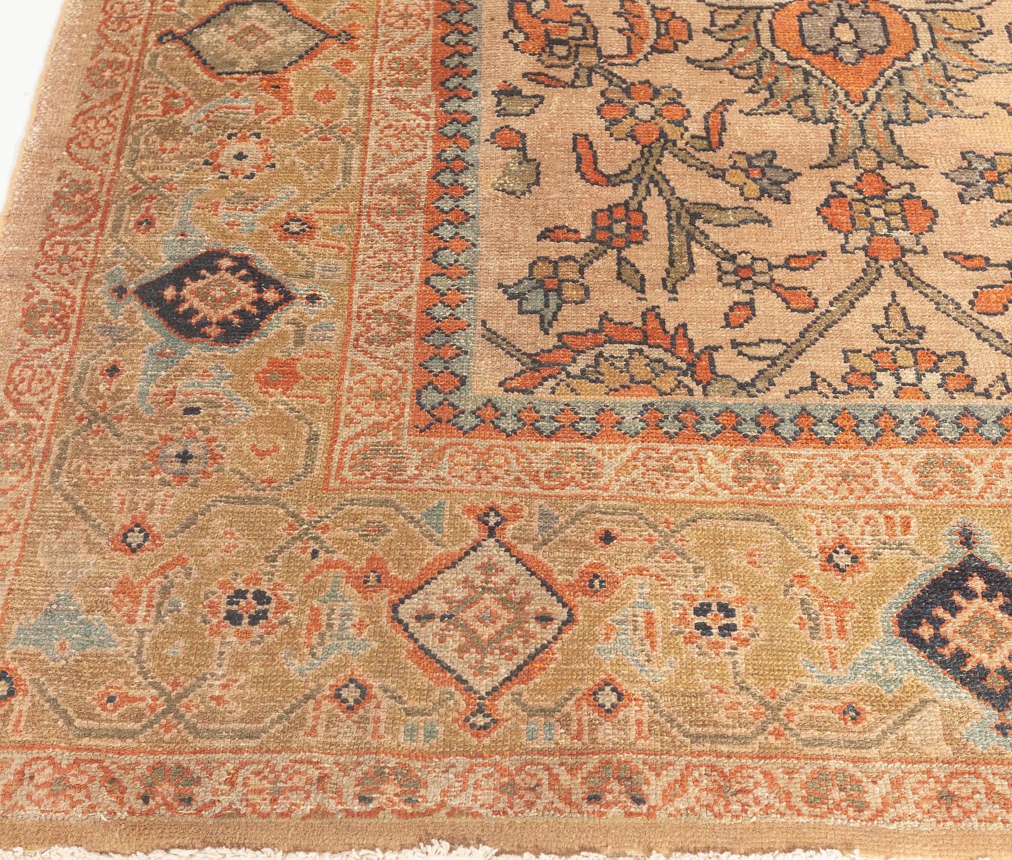 Antique Persian Sultanabad Botanic Handmade Rug For Sale 2