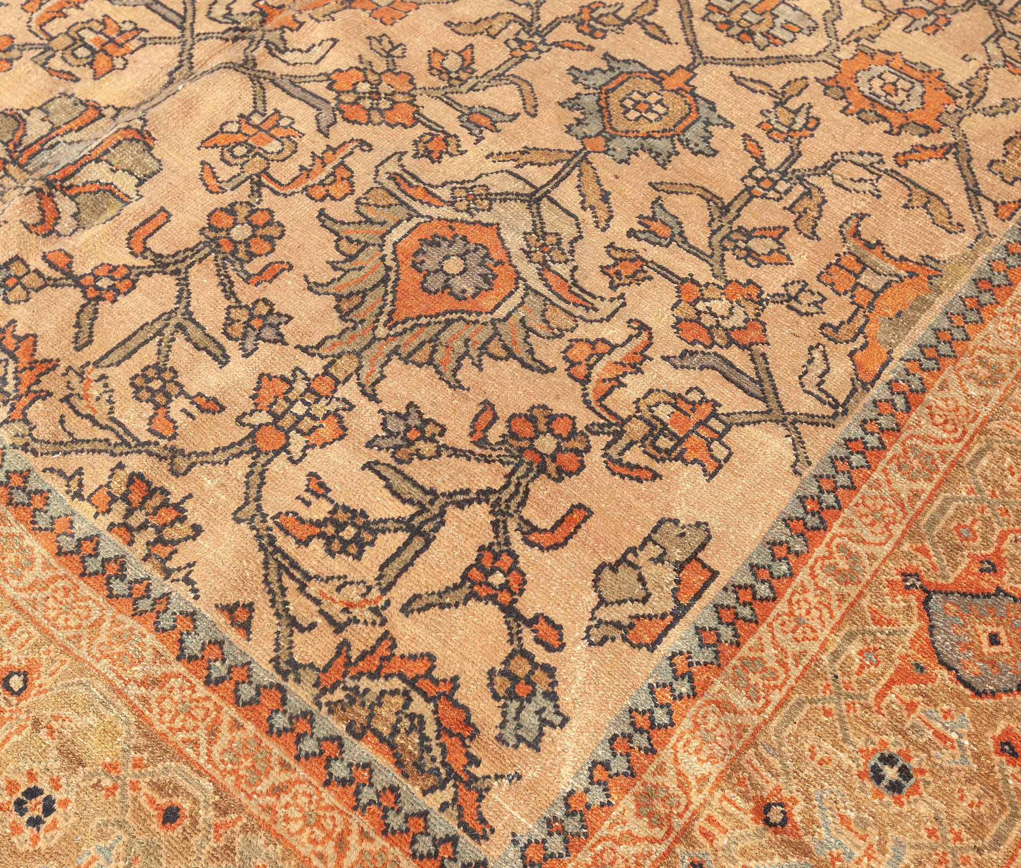 Antique Persian Sultanabad Botanic Handmade Rug In Good Condition For Sale In New York, NY