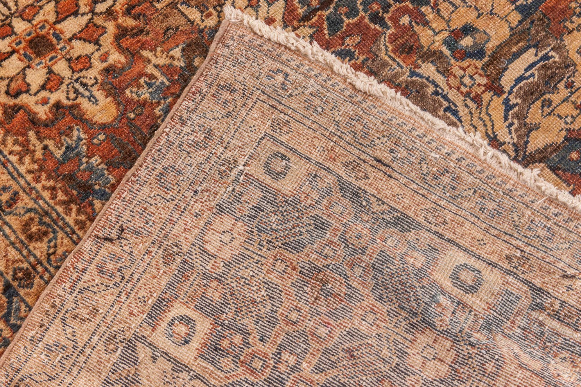 Antique Persian Sultanabad Brown Handwoven Wool Rug For Sale 2