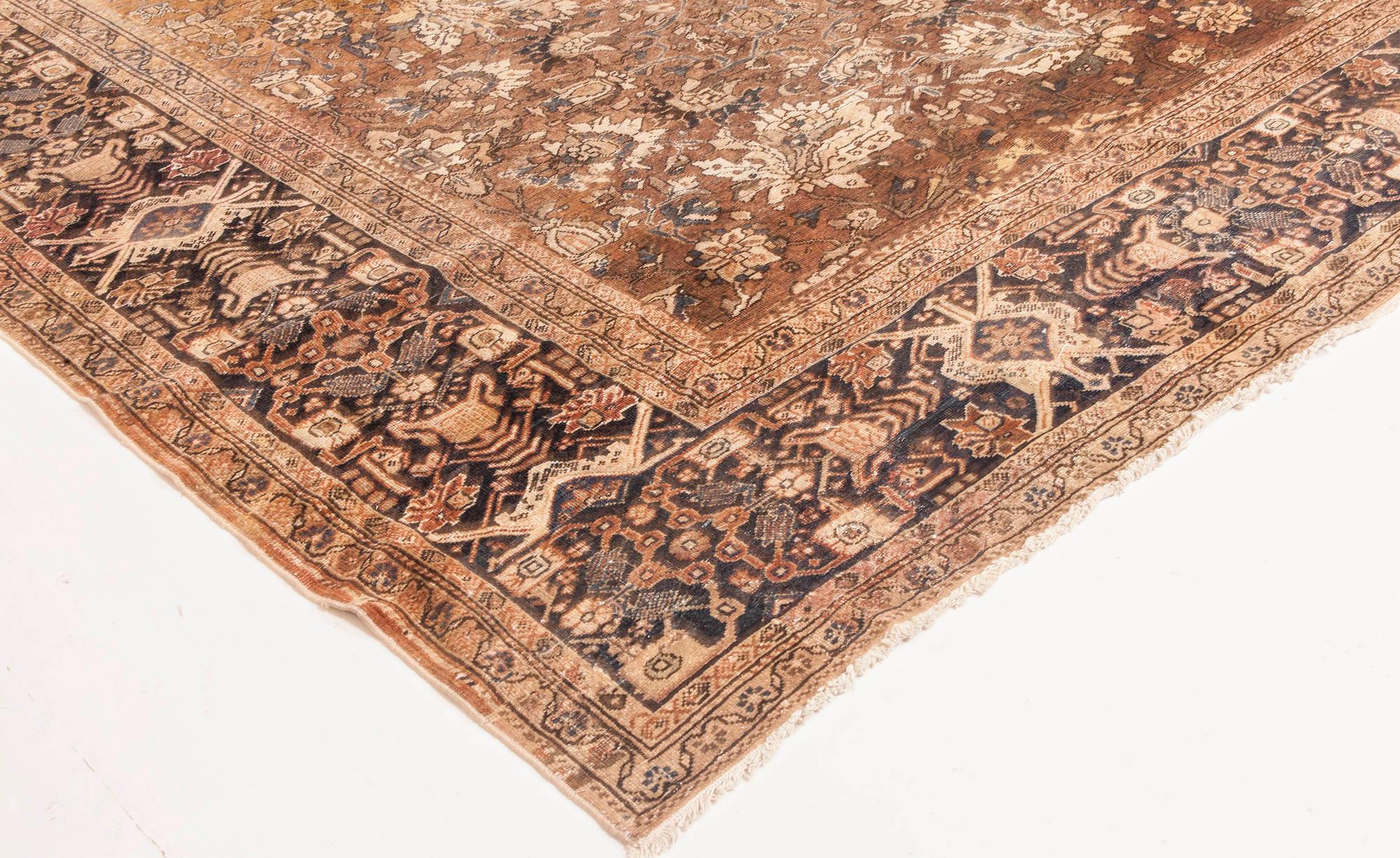 Antiker persischer Sultanabad-Teppich aus brauner handgewebter Wolle im Angebot 2
