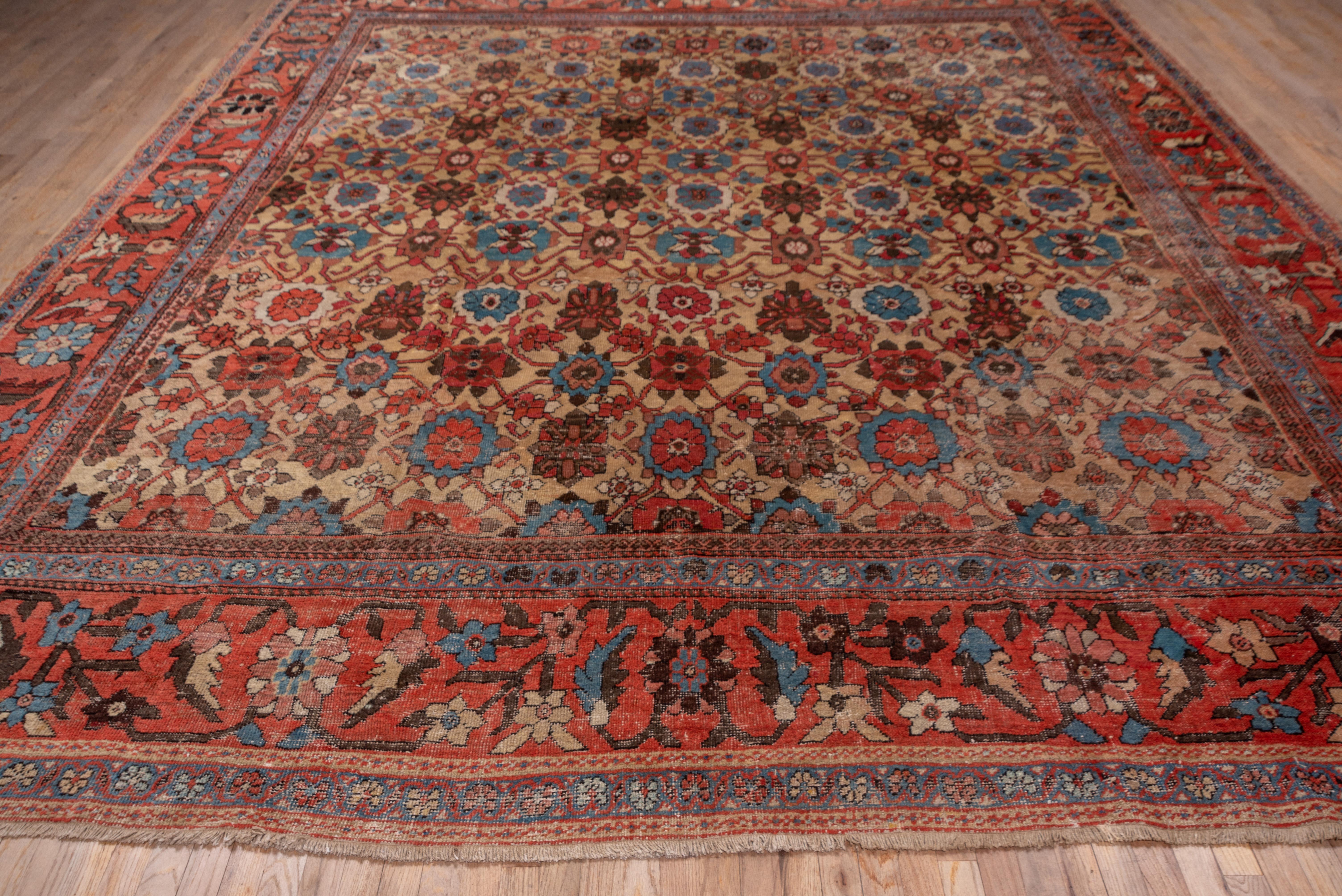 Wool Antique Persian Sultanabad Carpet, Allover Floral Field, circa 1900s For Sale