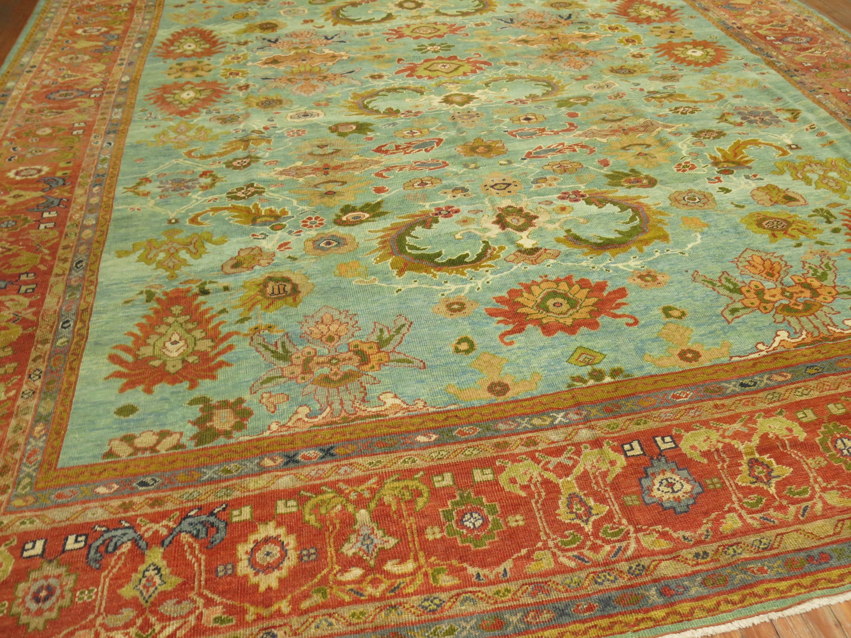Agra Antique Persian Sultanabad Carpet For Sale