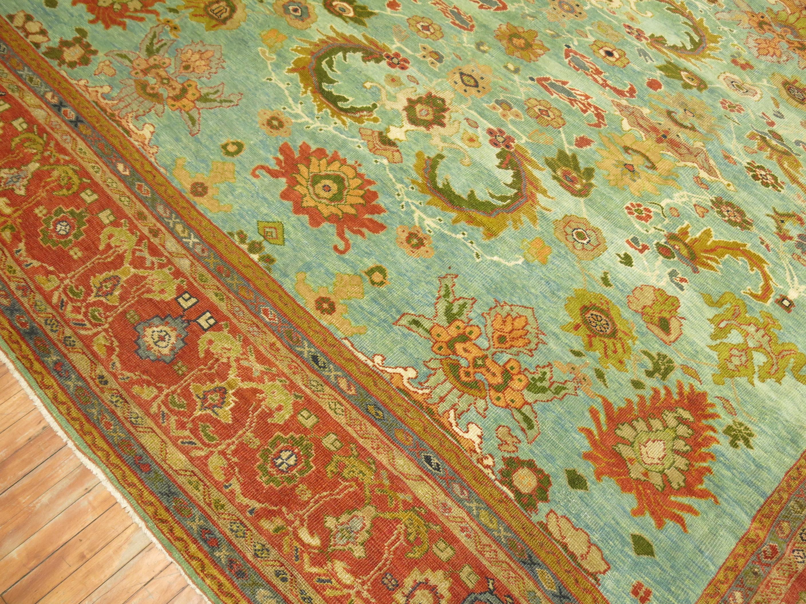 Hand-Woven Antique Persian Sultanabad Carpet For Sale