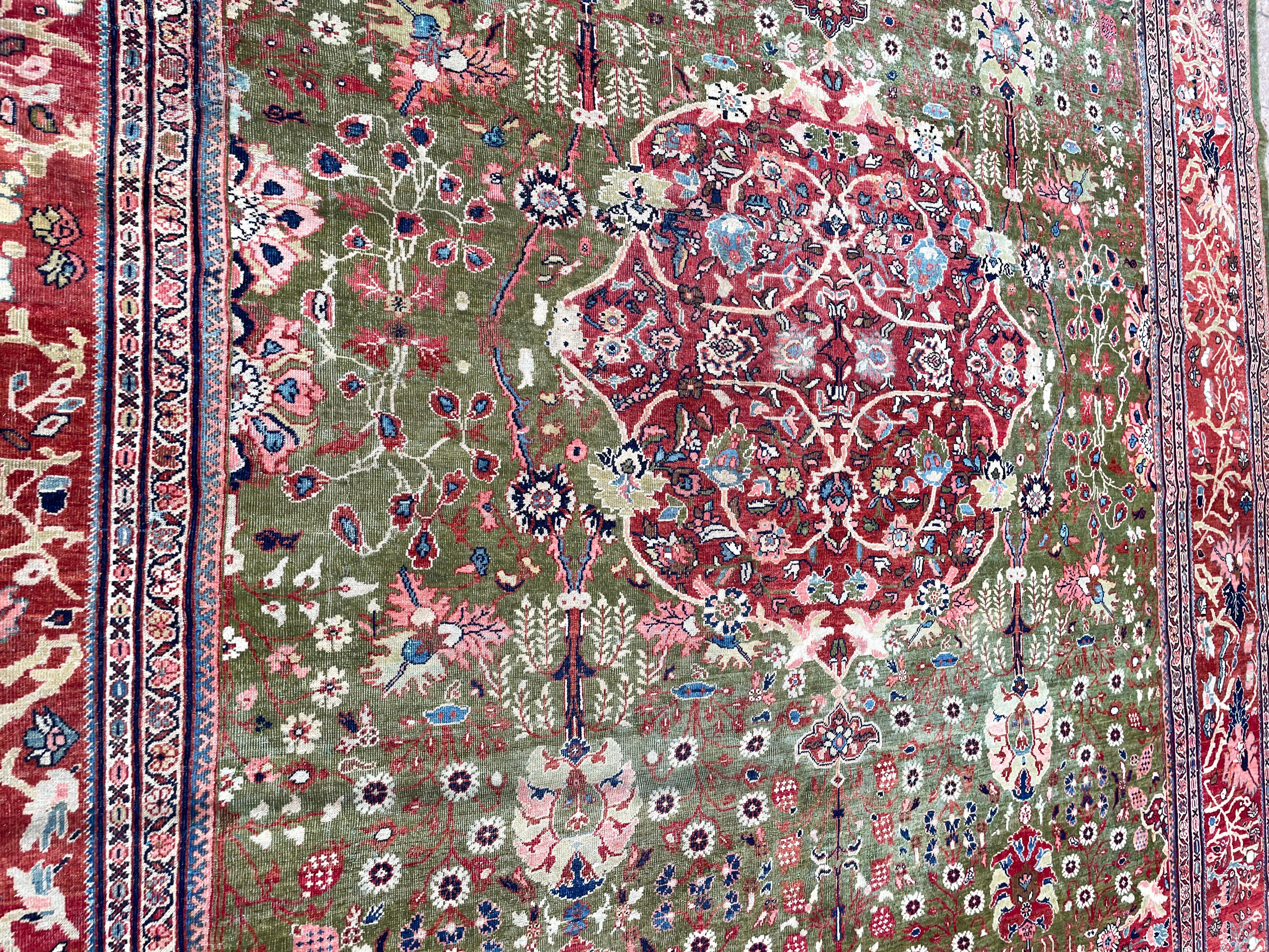 Wool Antique Persian Sultanabad carpet, beneath The Ocean For Sale