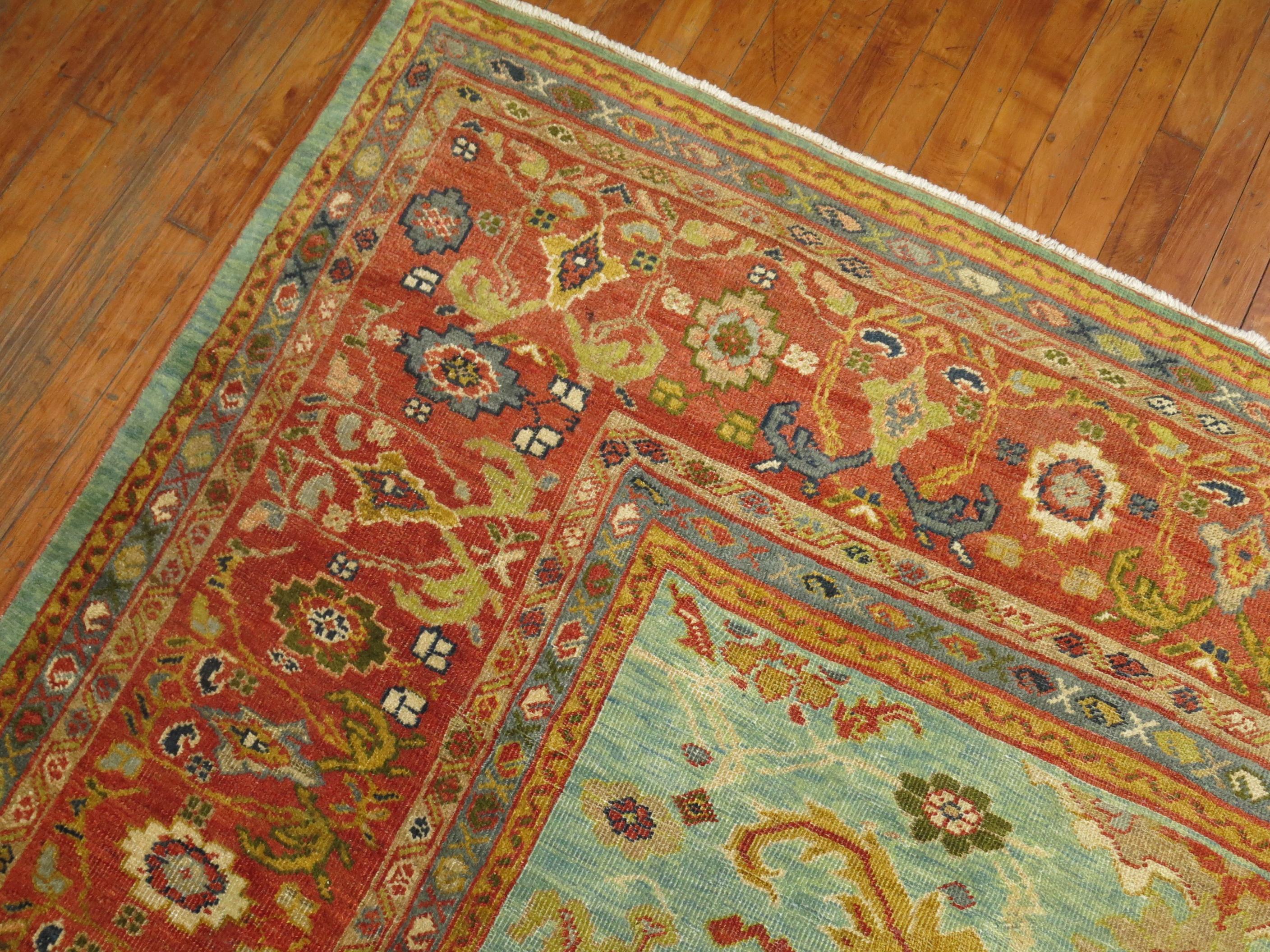 Wool Antique Persian Sultanabad Carpet For Sale