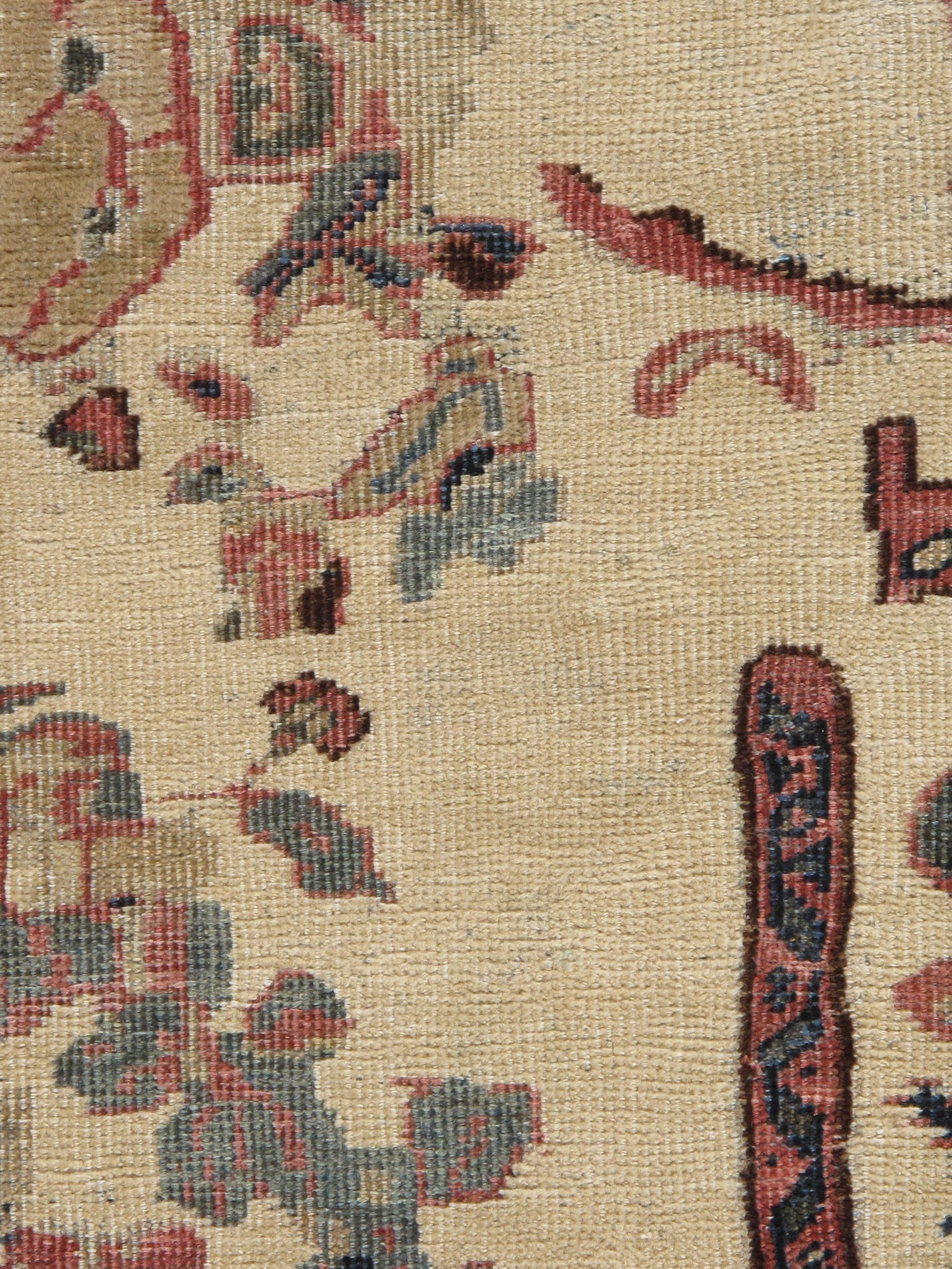 Antiker persischer Sultanabad-Teppich, handgefertigter orientalischer Teppich, Elfenbein, Gold, Grünblau, Grünblau im Angebot 11