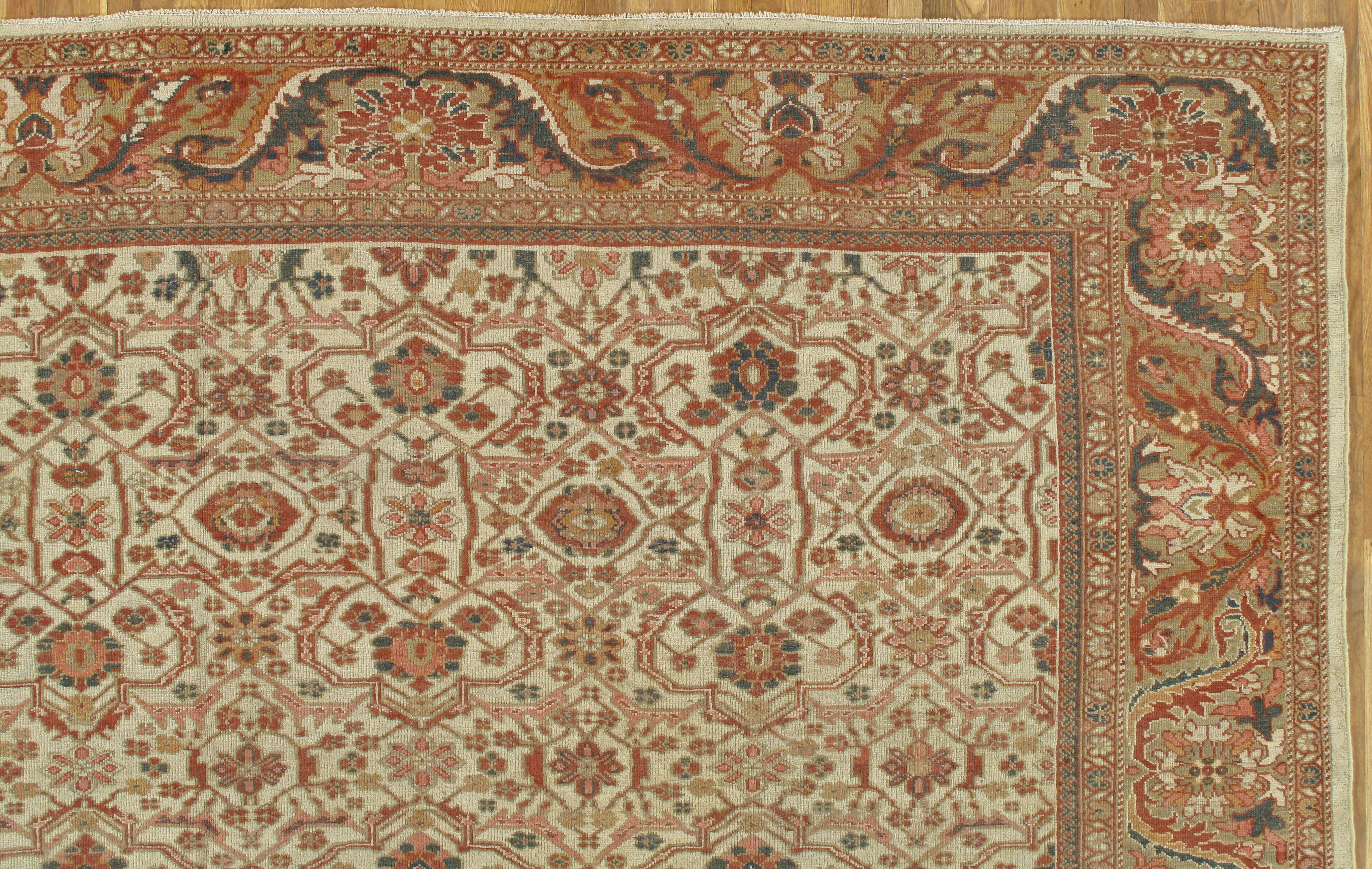 Hand-Knotted Antique Persian Sultanabad Carpet, Handmade Oriental Rug, Ivory, Gray and Taupe For Sale