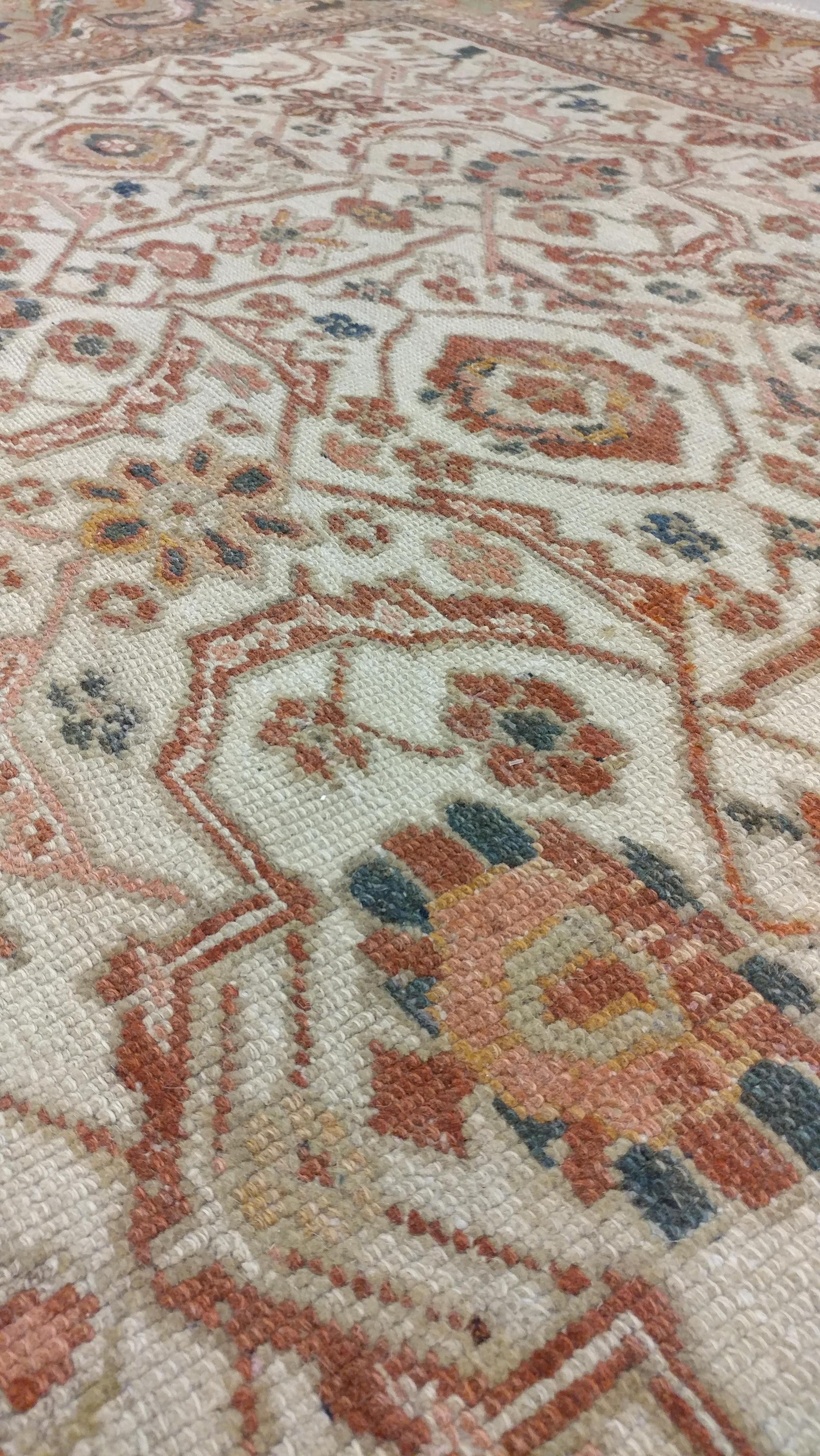 Wool Antique Persian Sultanabad Carpet, Handmade Oriental Rug, Ivory, Gray and Taupe