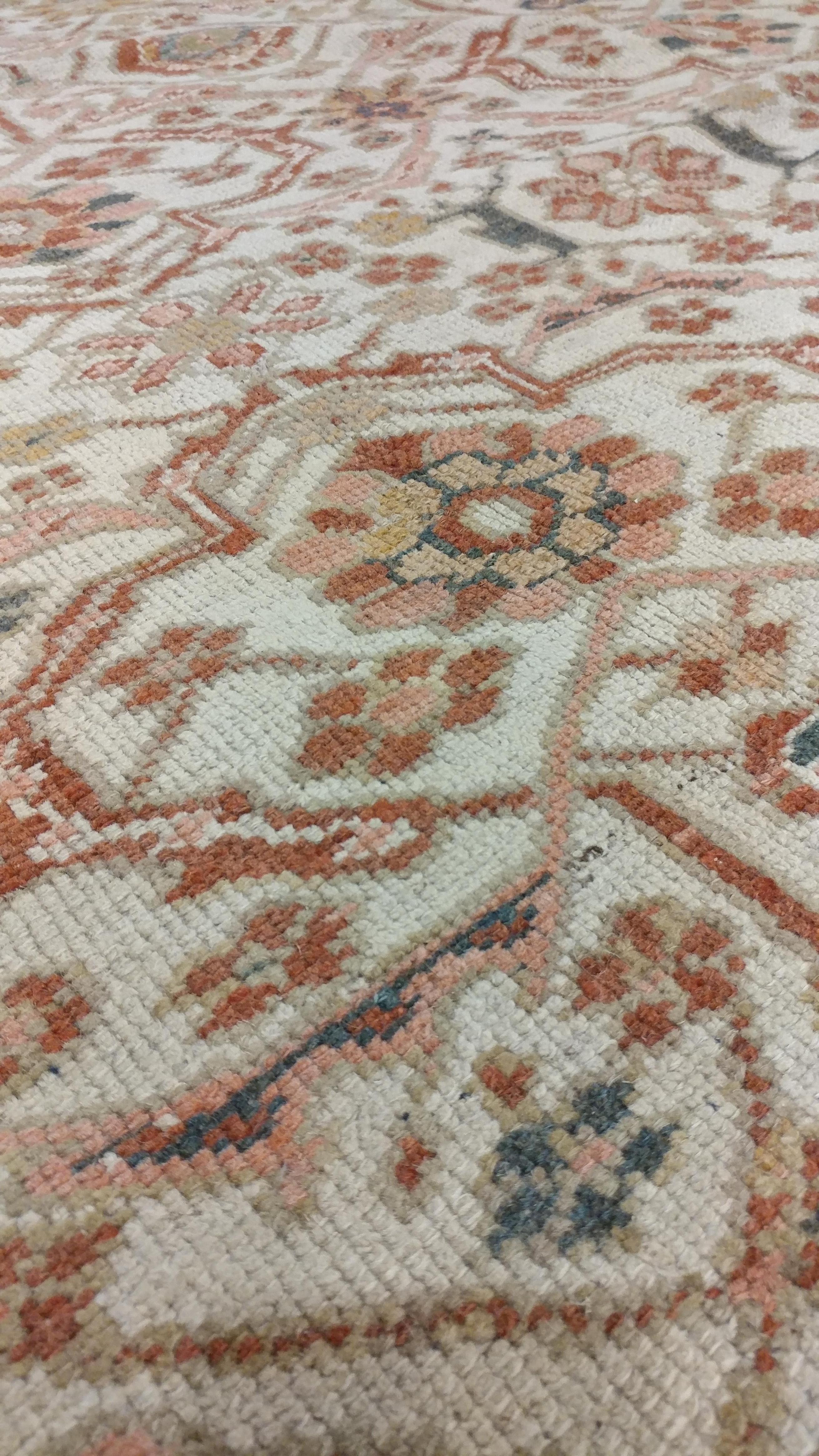 Antique Persian Sultanabad Carpet, Handmade Oriental Rug, Ivory, Gray and Taupe 1