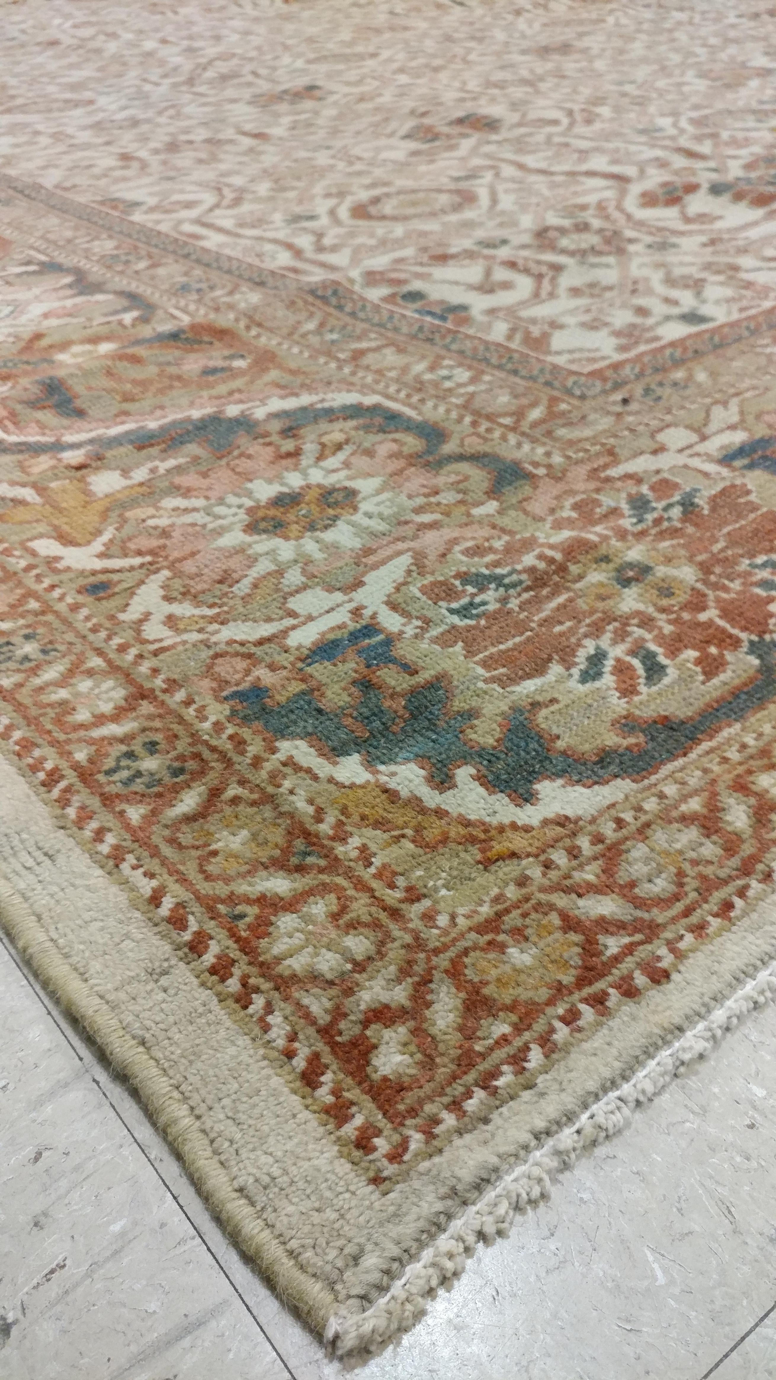 Antique Persian Sultanabad Carpet, Handmade Oriental Rug, Ivory, Gray and Taupe For Sale 3