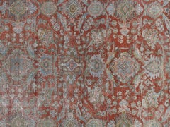 Antique Persian Sultanabad Carpet, Handmade Oriental Rug, Light Blue, Rust, Gray