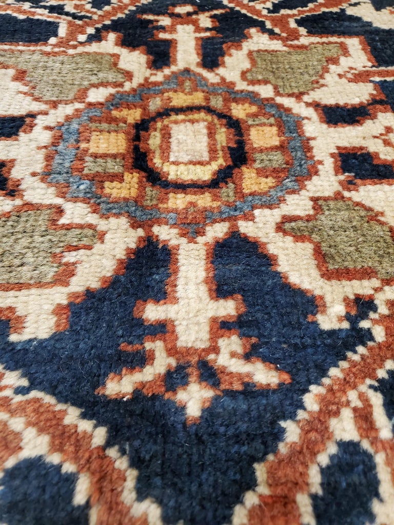 Antique Persian Sultanabad Carpet, Handmade Oriental Rug, Navy Blue