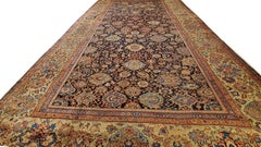Antique Persian Sultanabad Carpet, Handmade Oriental Rug, Navy Blue, Rust, Gold