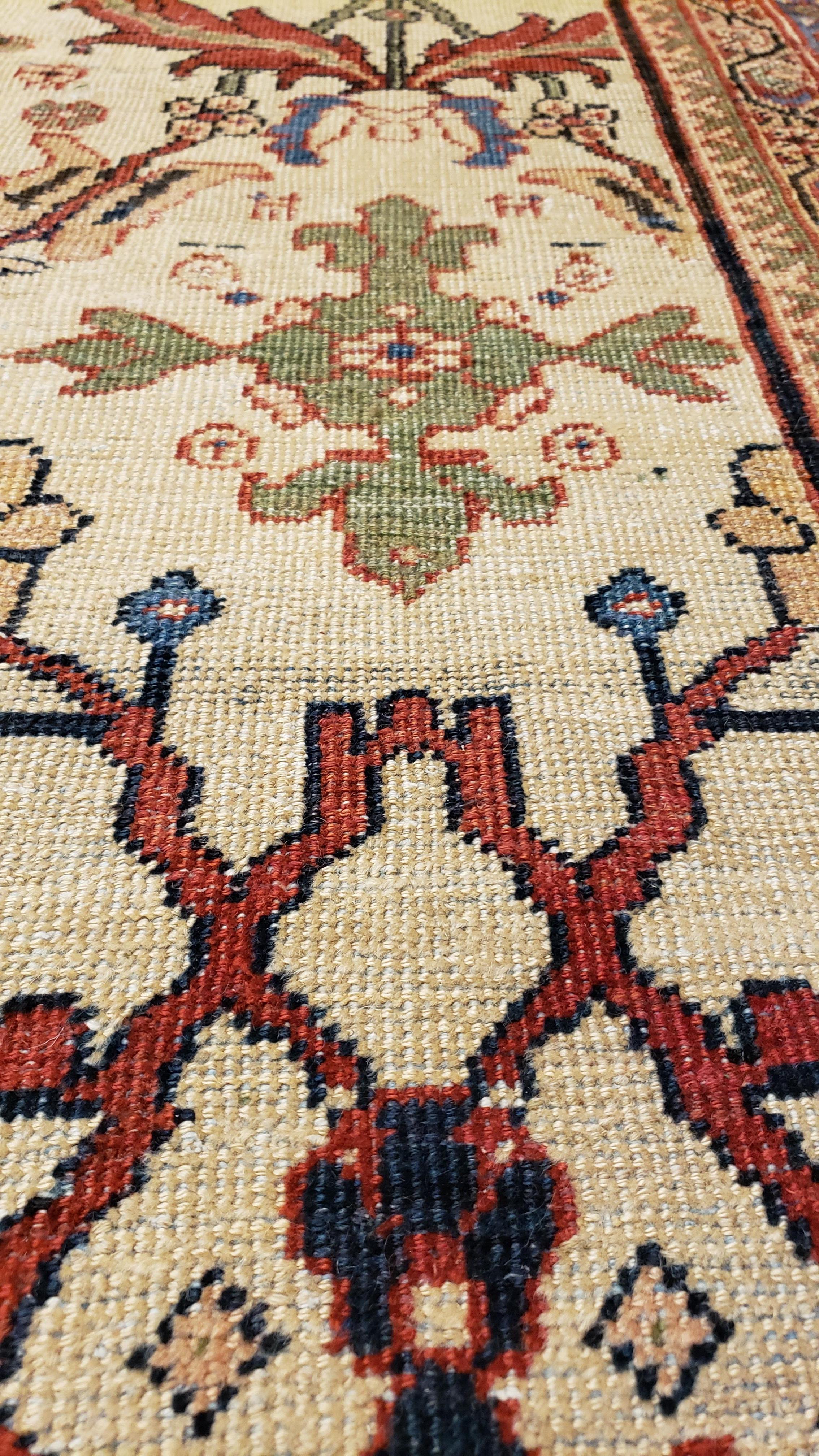 Antique Persian Sultanabad Carpet Ivory, Red, Light Blue, and Green For Sale 1