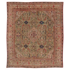 Antique Persian Sultanabad Carpet with Geometric Design In Green, Blue and Red