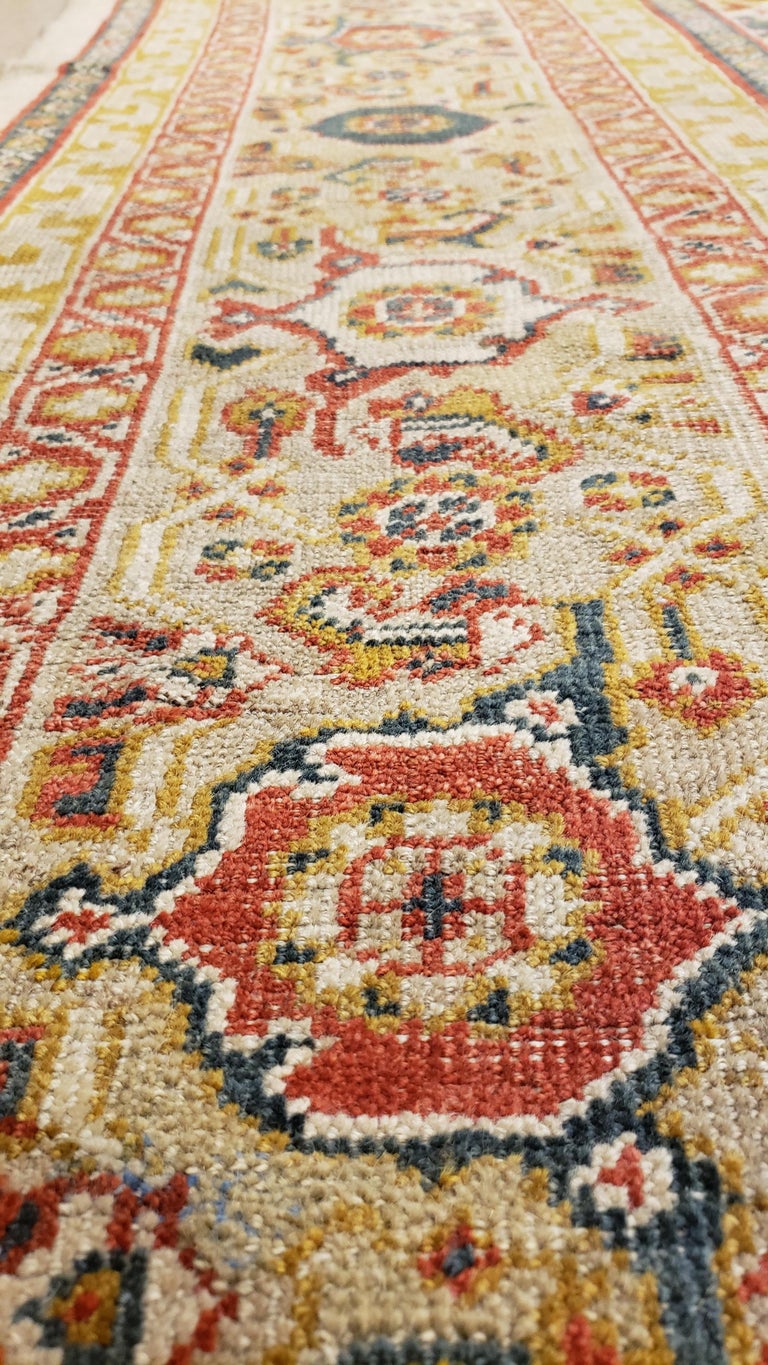 Antique Persian Sultanabad Carpet, Wool Ivory Oriental Rug Hand Knotted For Sale 3