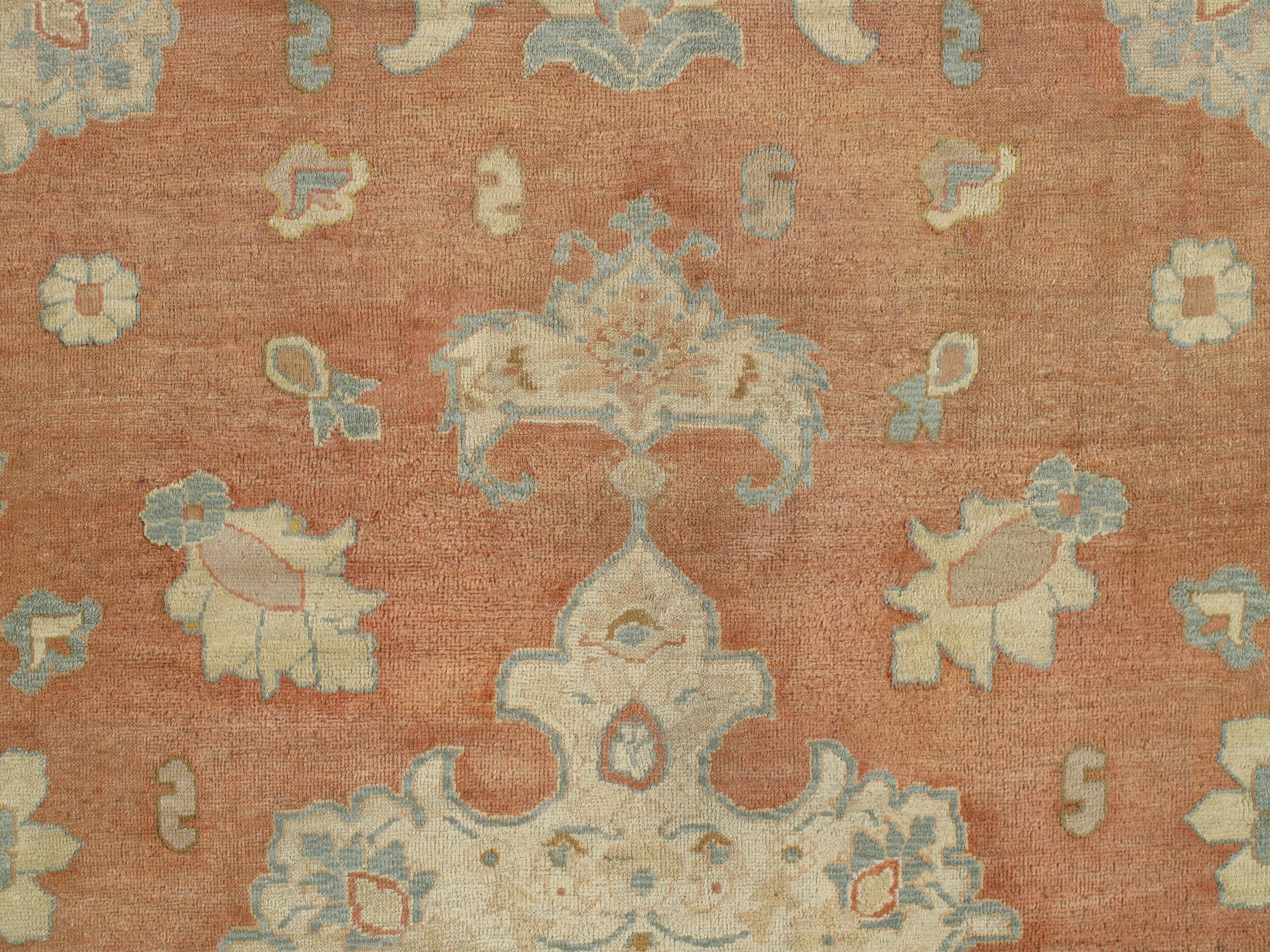 Antiker persischer Sultanabad-Teppich aus Wolle, weicher Rost, orientalischer Teppich, handgeknüpft (Persisch) im Angebot